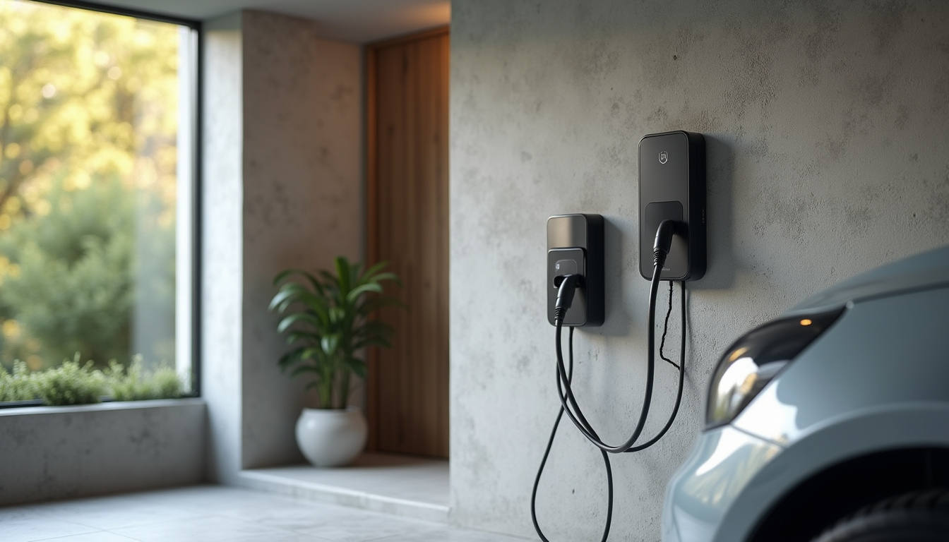 Installation d'une borne murale pour voiture électrique dans un garage résidentiel à Chamalières