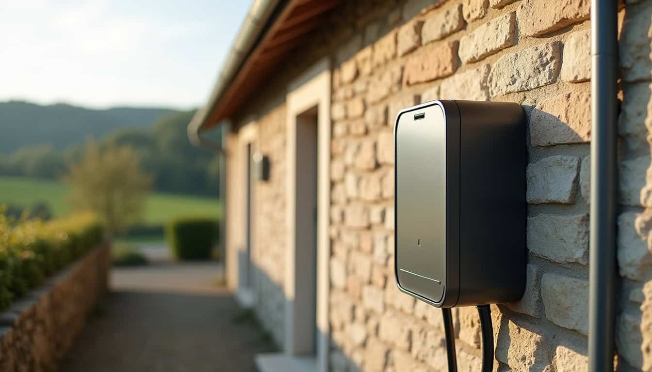 Installation d'une borne murale Wallbox sur un mur extérieur à Les Achards