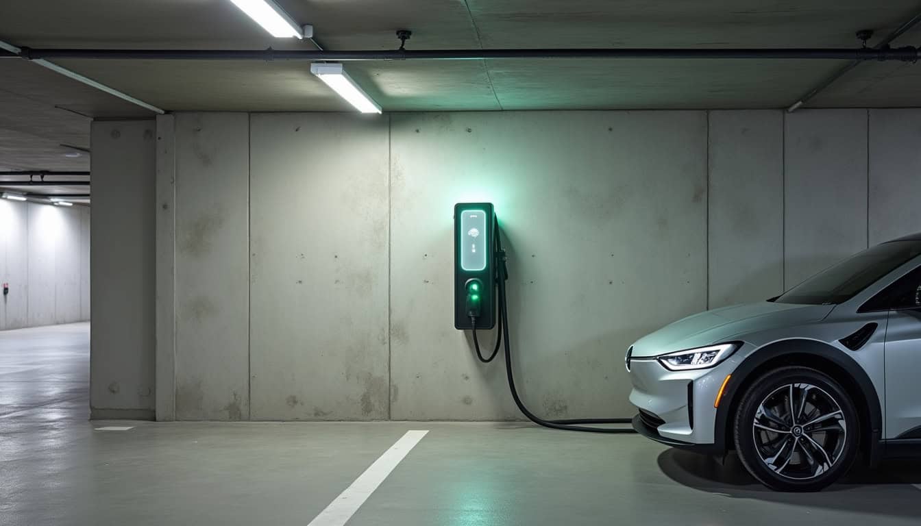 Installation d'une colonne de recharge pour véhicules électriques dans un parking de copropriété à Vic-sur-Aisne