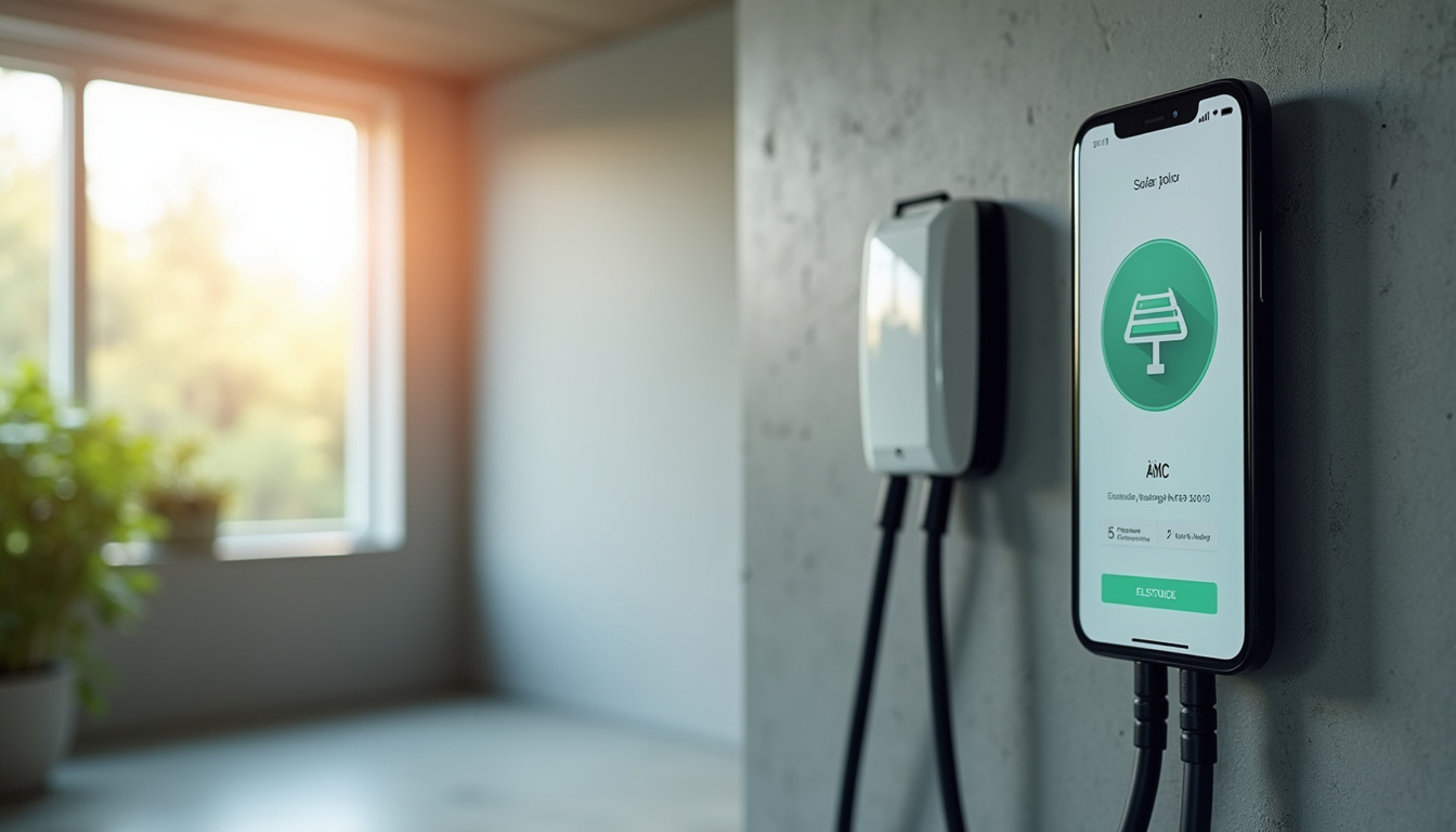 Installation d'une wallbox connectée dans un garage à Saint-Jeoire-Prieuré, avec application mobile affichée sur smartphone