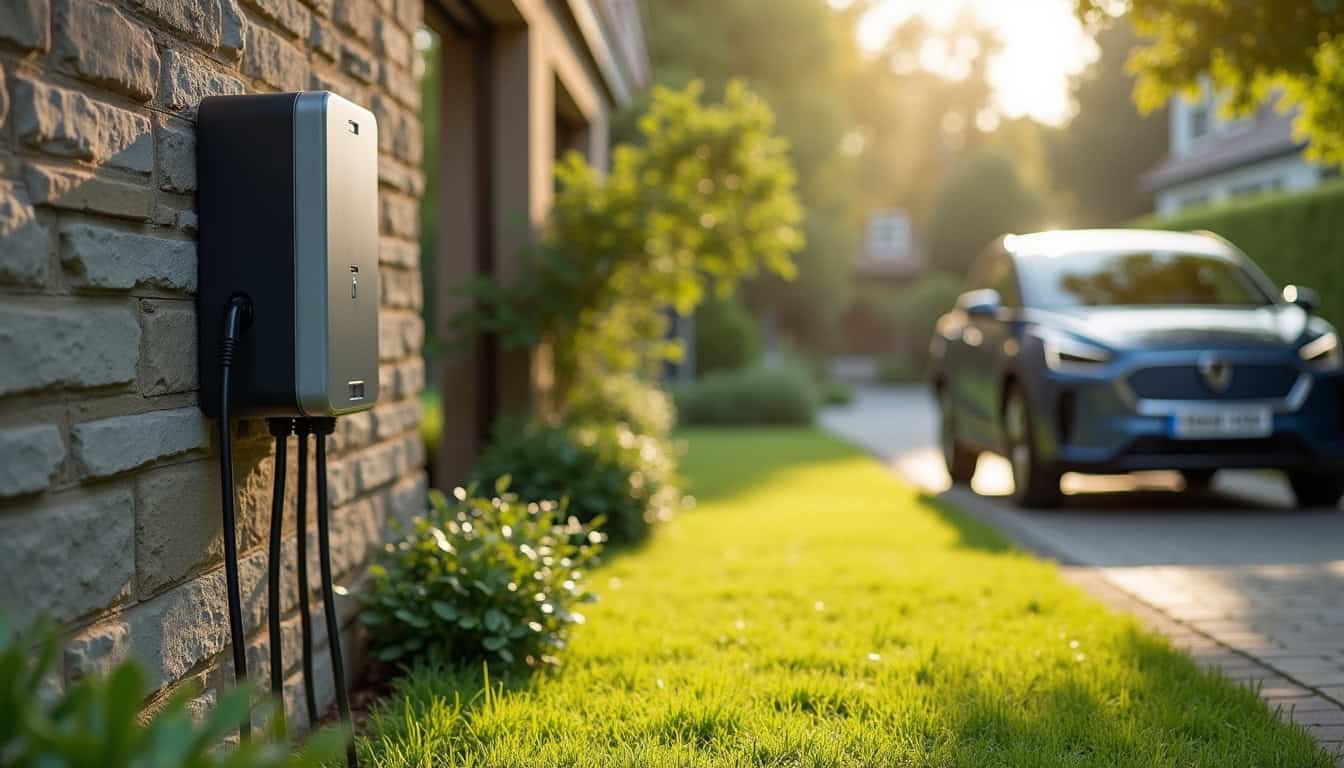 Installation d'une wallbox pour véhicule électrique dans un jardin à Saint-Jean-le-Vieux