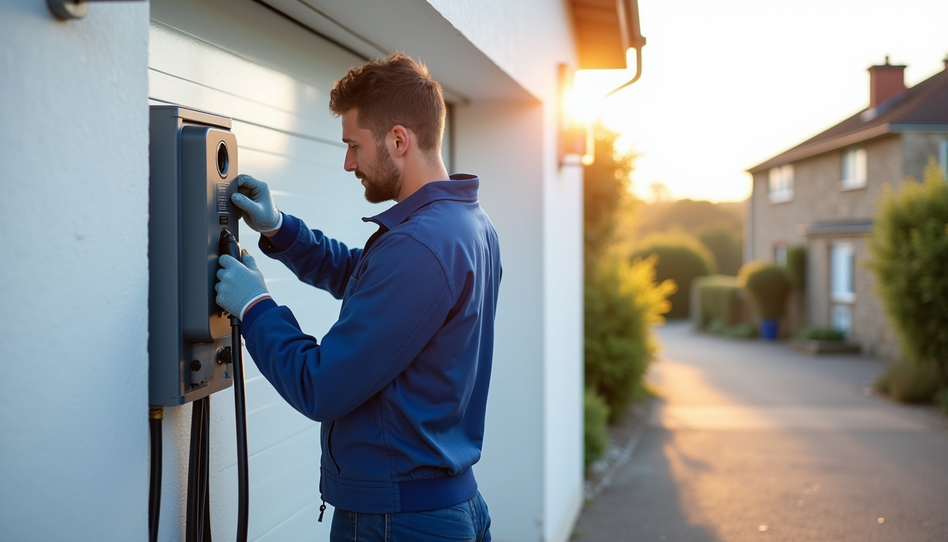 Intervention d'un électricien certifié IRVE lors de l'installation d'une borne de recharge à Bricqueville-sur-Mer