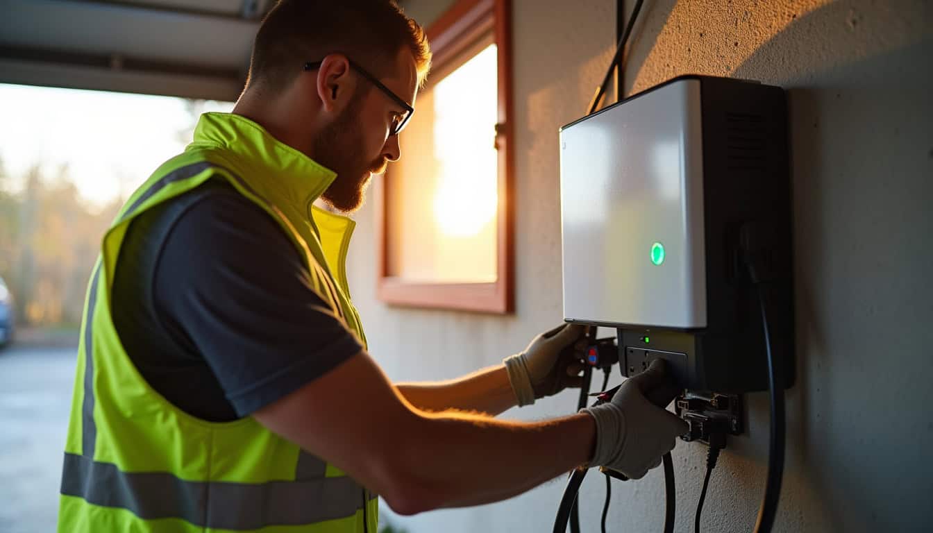 Intervention d’un installateur IRVE certifié lors de la pose d’une borne de recharge électrique à domicile à Annezin