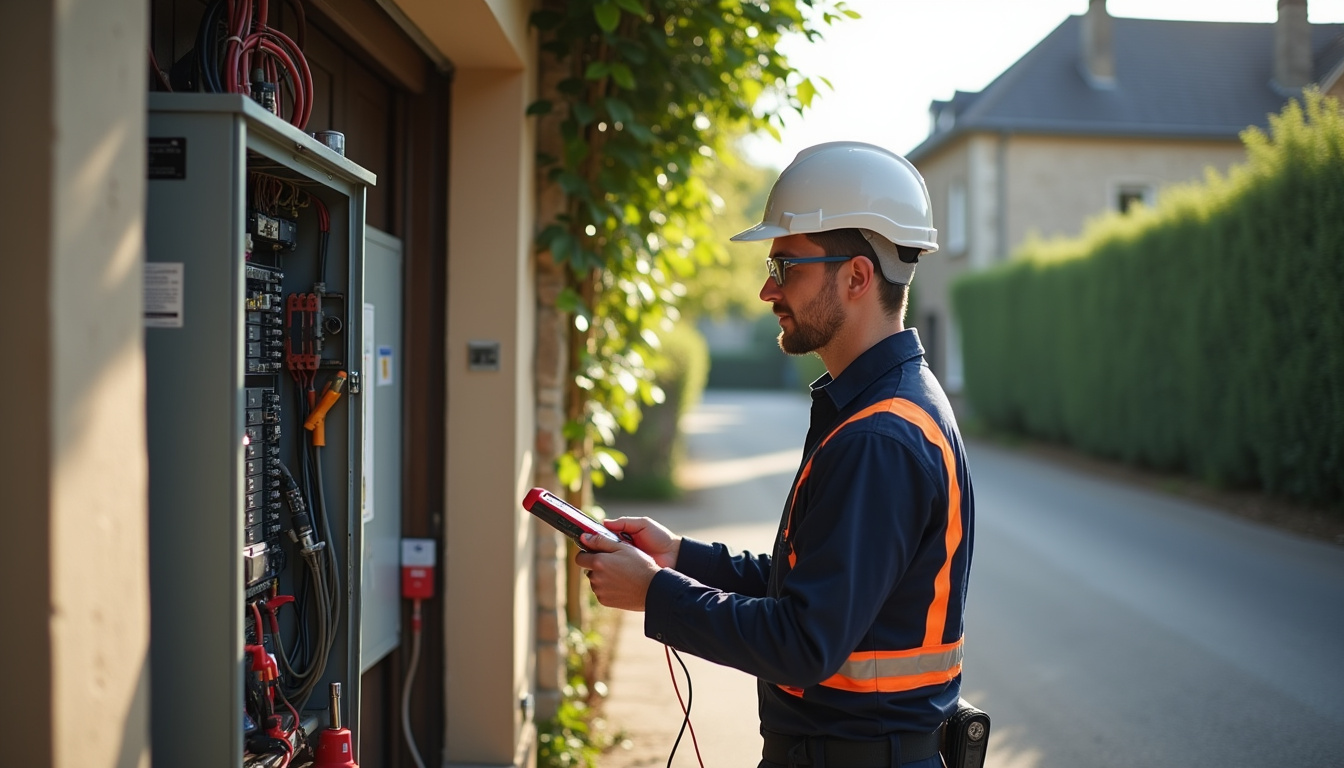 Intervention d'un technicien certifié IRVE lors d'un diagnostic électrique préalable à l'installation d'une borne à Septeuil