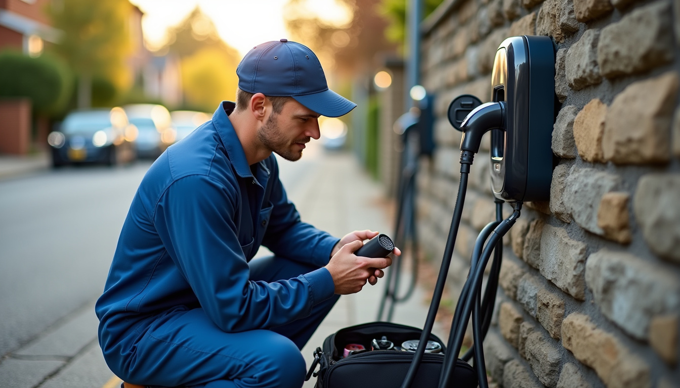 Intervention d’un technicien qualifié sur une borne de recharge à Rontalon