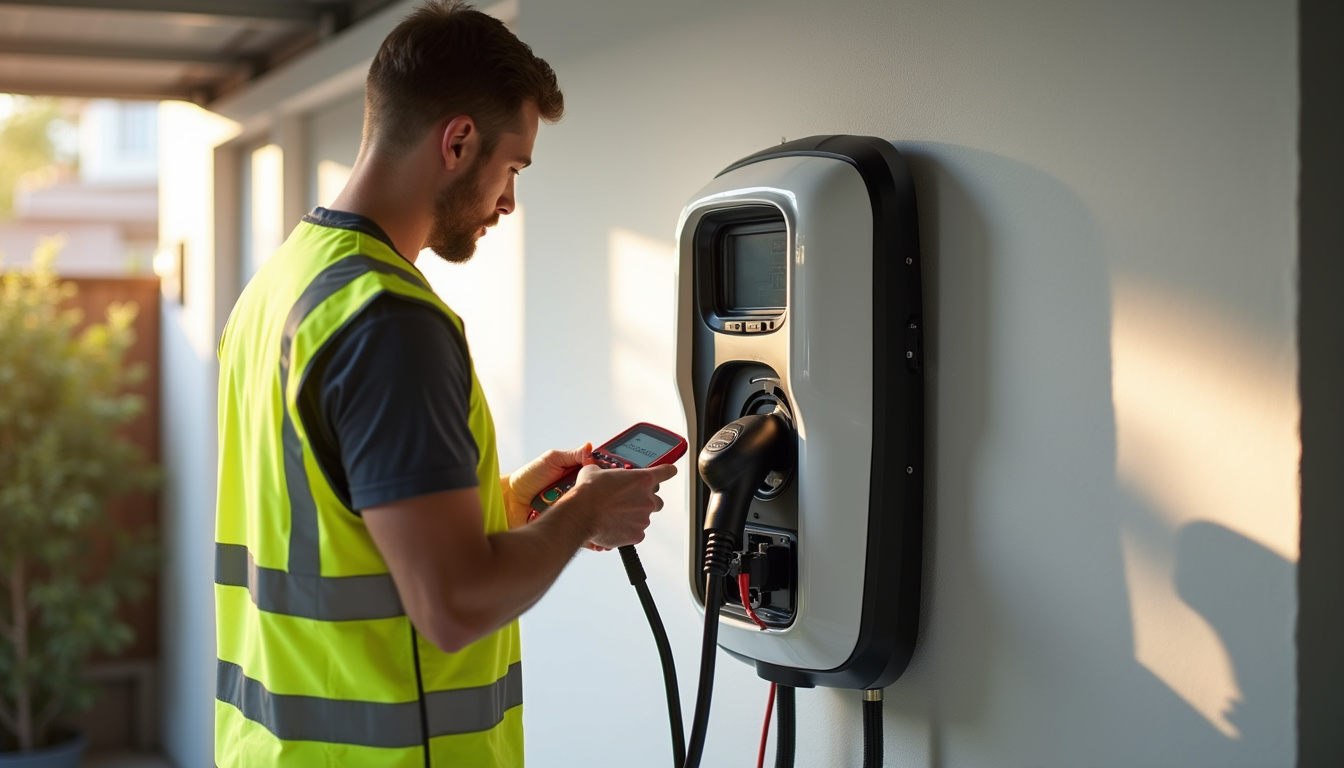 Intervention d'un technicien sur une borne de recharge murale à Tarascon