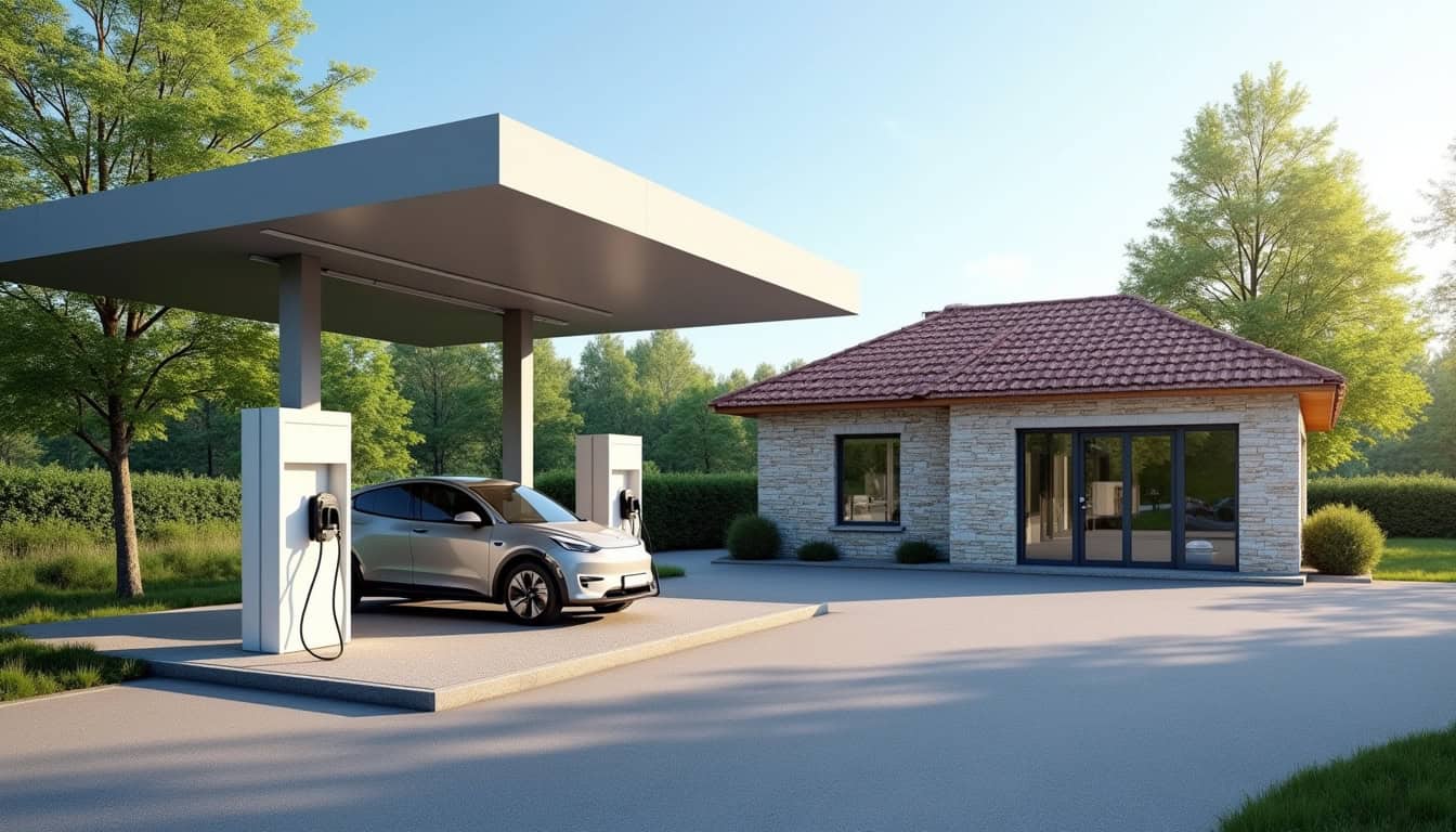 Localisation de la borne de recharge Soregies Mobilités à Charroux sur le parking de la communauté de communes