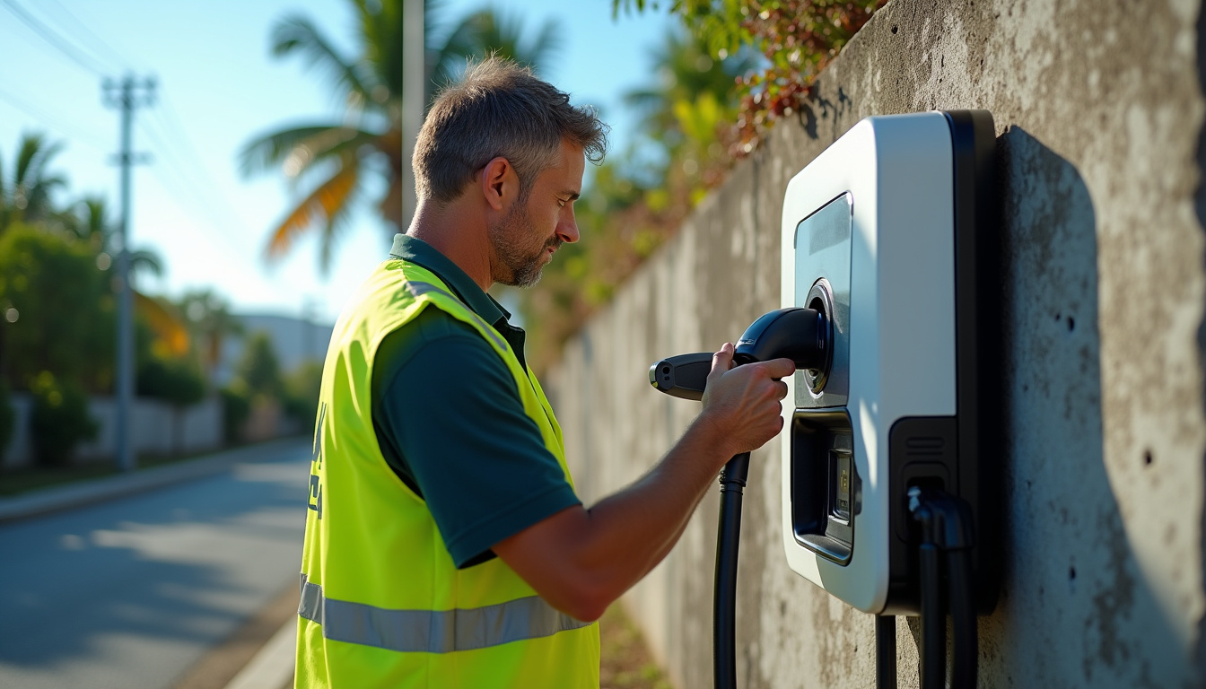 Maintenance d'une borne de recharge électrique à Petit-Canal