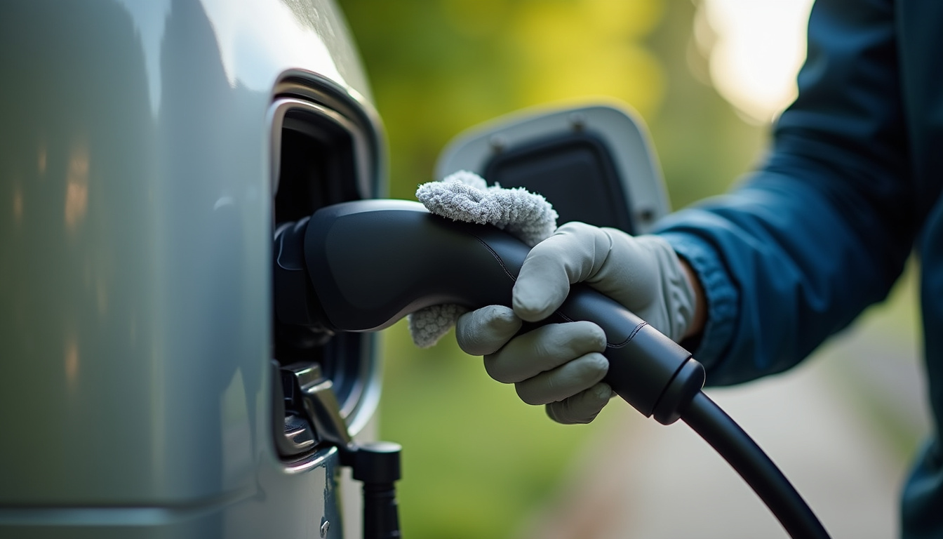 Maintenance d'une borne de recharge électrique: nettoyage du boîtier et vérification des câbles