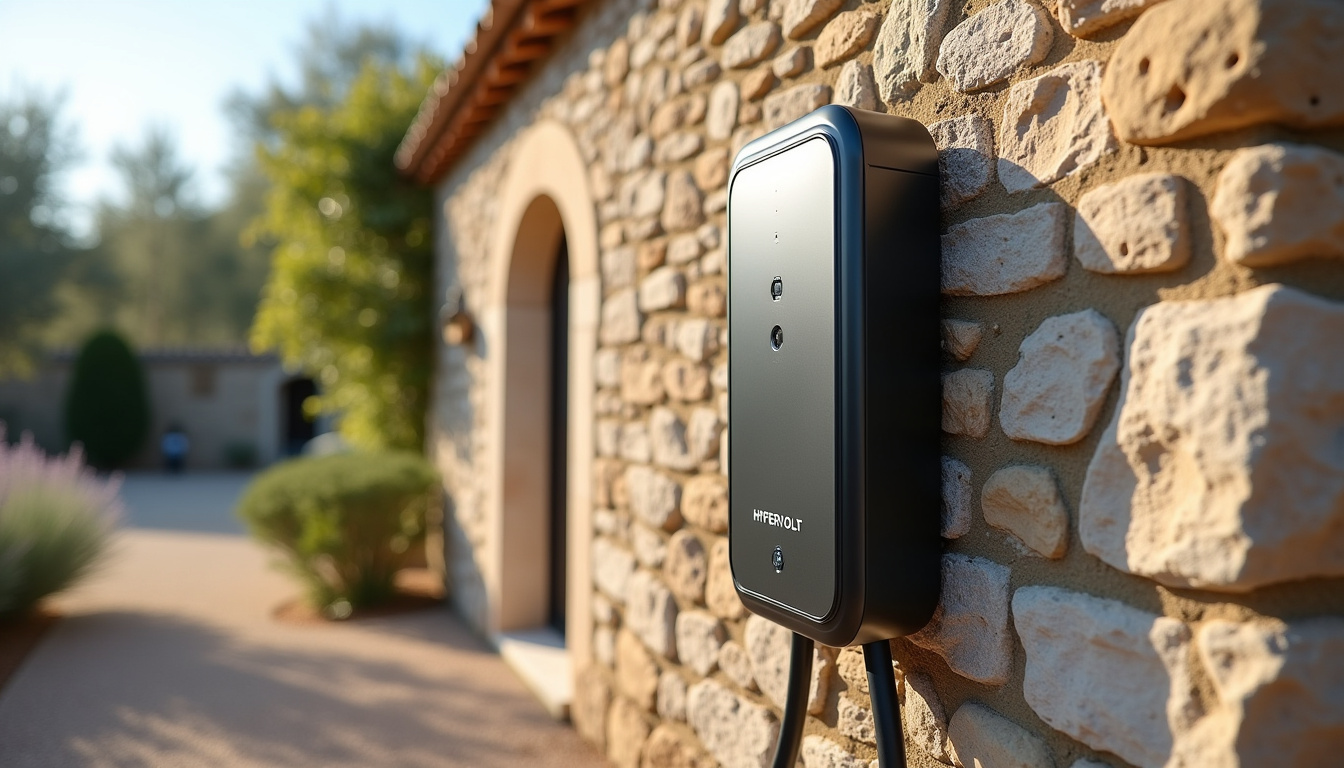 Modèle de borne électrique Hypervolt installé en extérieur à Gréasque