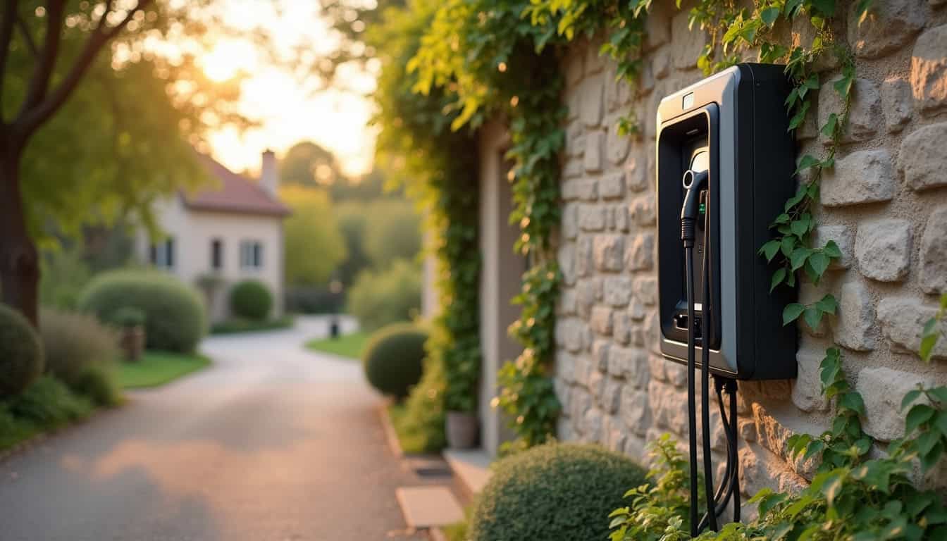 Montage d'une borne de recharge électrique sur un mur extérieur