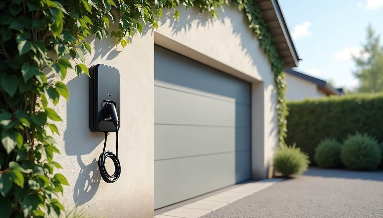 Montage d'une borne de recharge électrique sur un mur extérieur