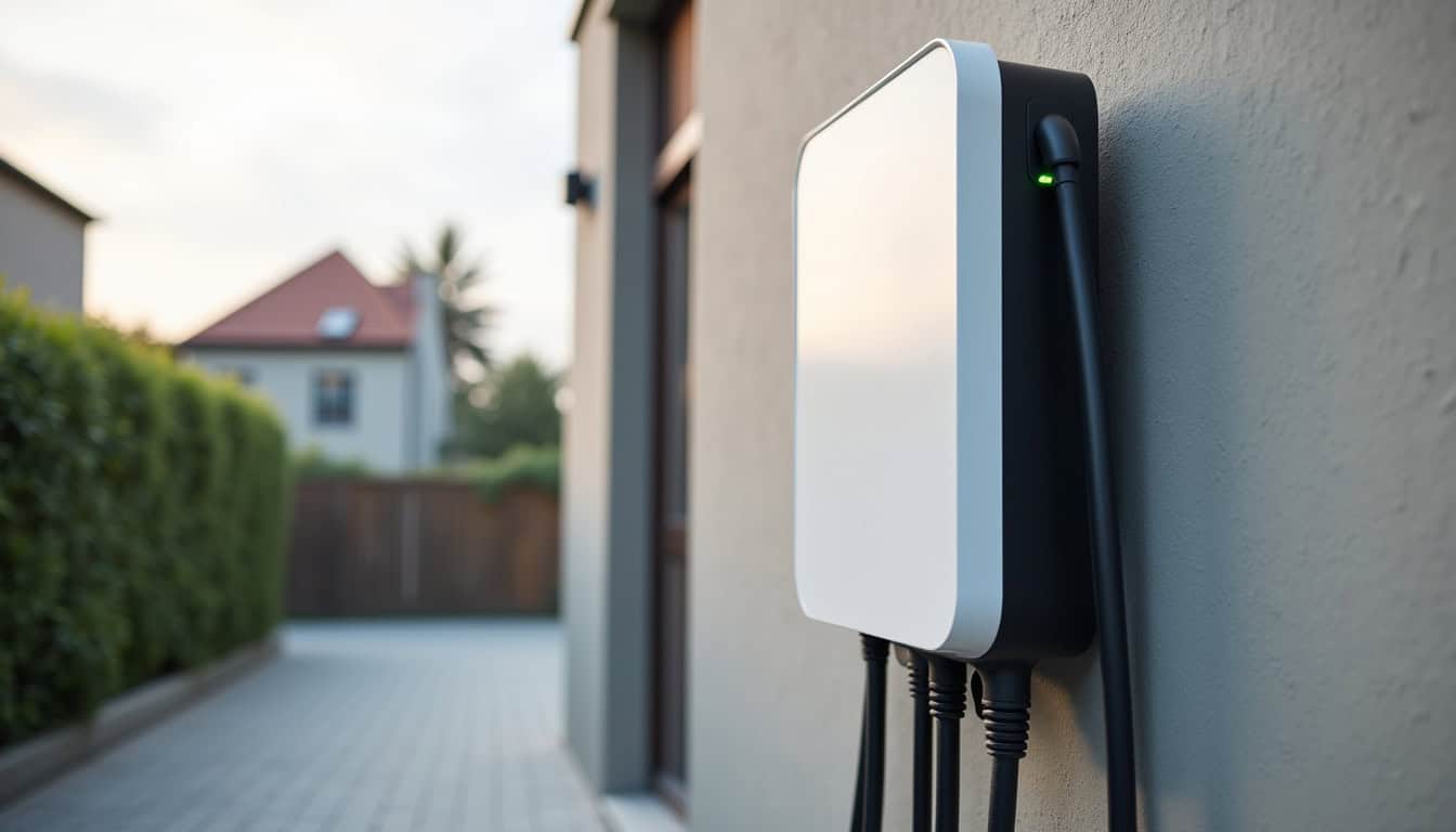 Montage d'une borne de recharge murale sur un mur extérieur