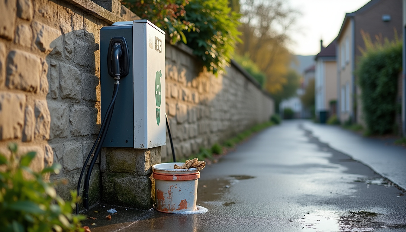 Nettoyage et entretien d'une borne de recharge électrique en extérieur à Blainville-sur-Orne