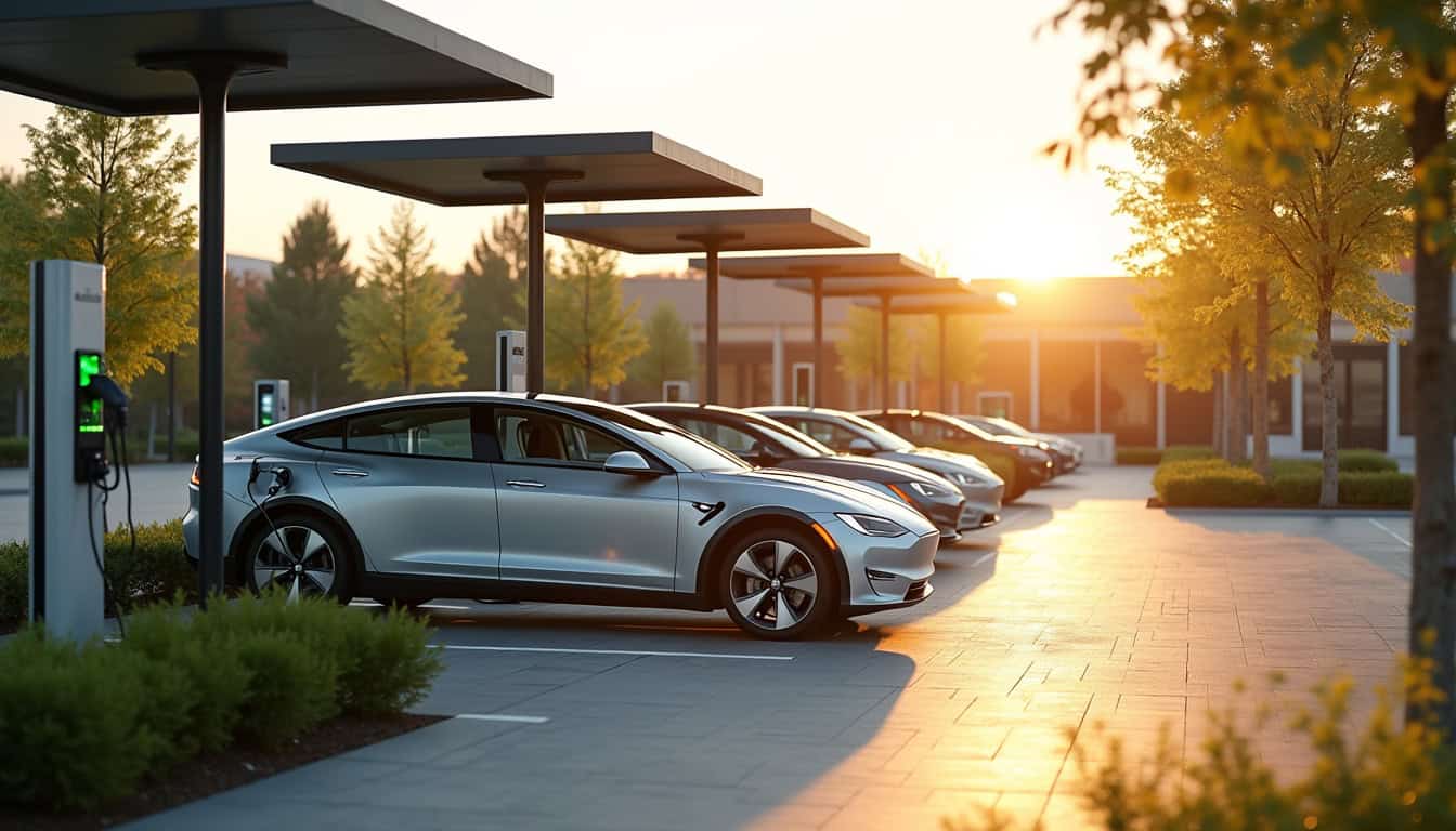 Parking d'entreprise équipé de bornes de recharge électriques à Étampes