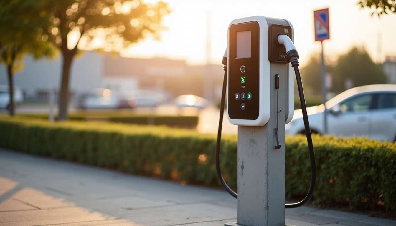 Photo d’une borne de recharge publique située à Saïx, rue de l’Artisanat