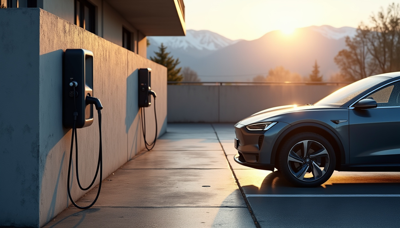 Plan d'implantation d'une borne de recharge à côté d'une place de stationnement en extérieur à Aix-les-Bains