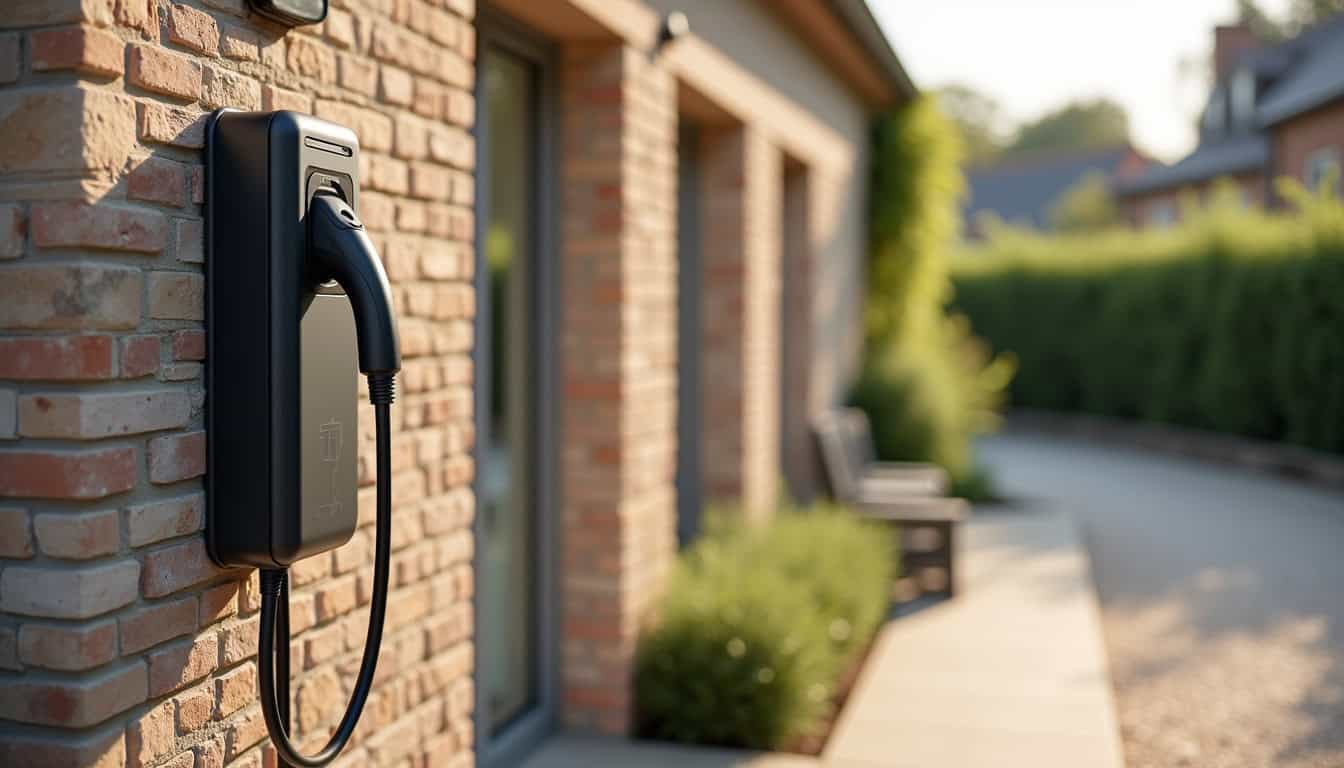 Plan d'implantation d'une borne de recharge électrique à côté d'une maison à Erdre-en-Anjou