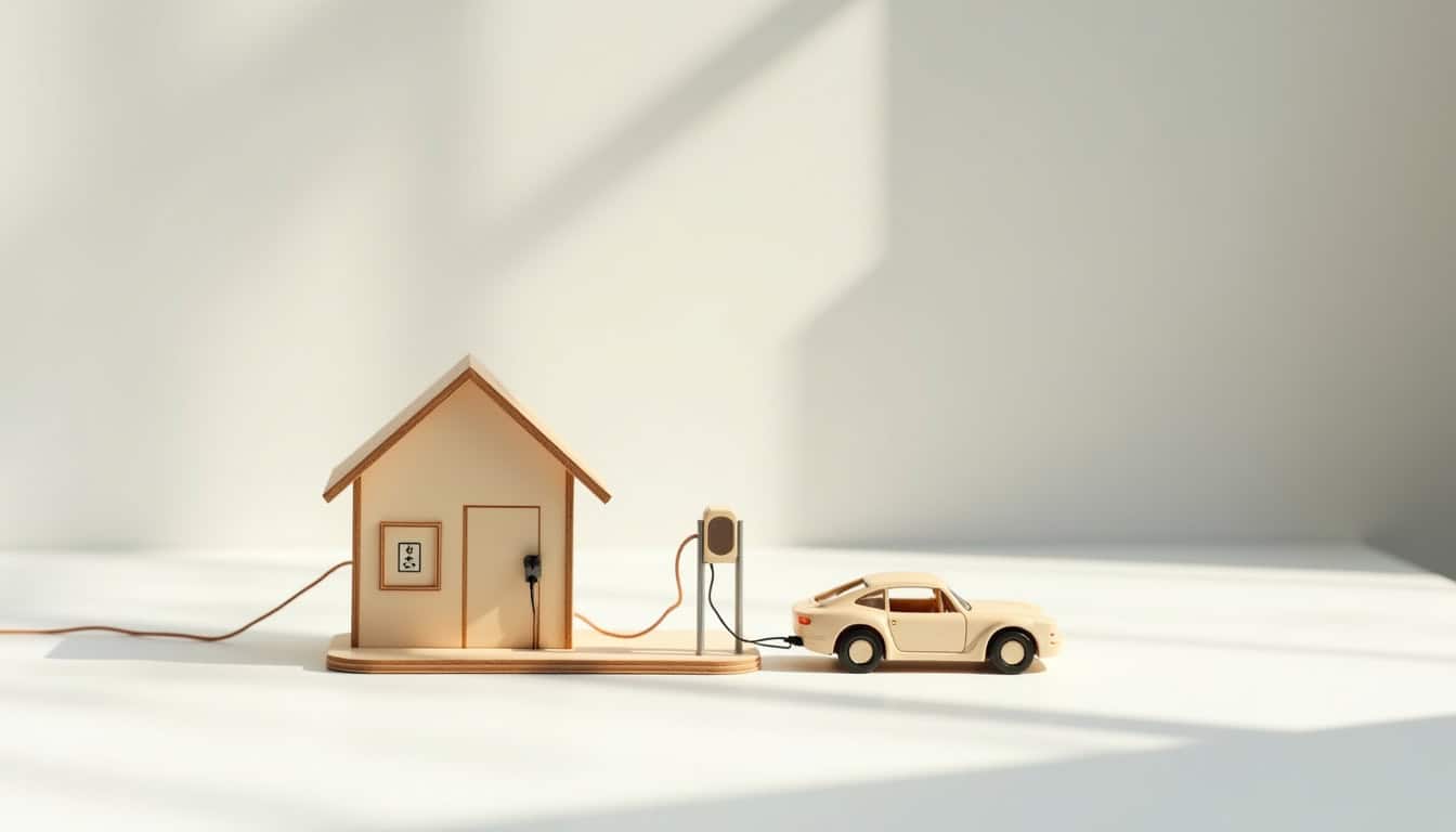 Plan d'installation d'une borne de recharge avec câblage électrique depuis le tableau jusqu'au stationnement