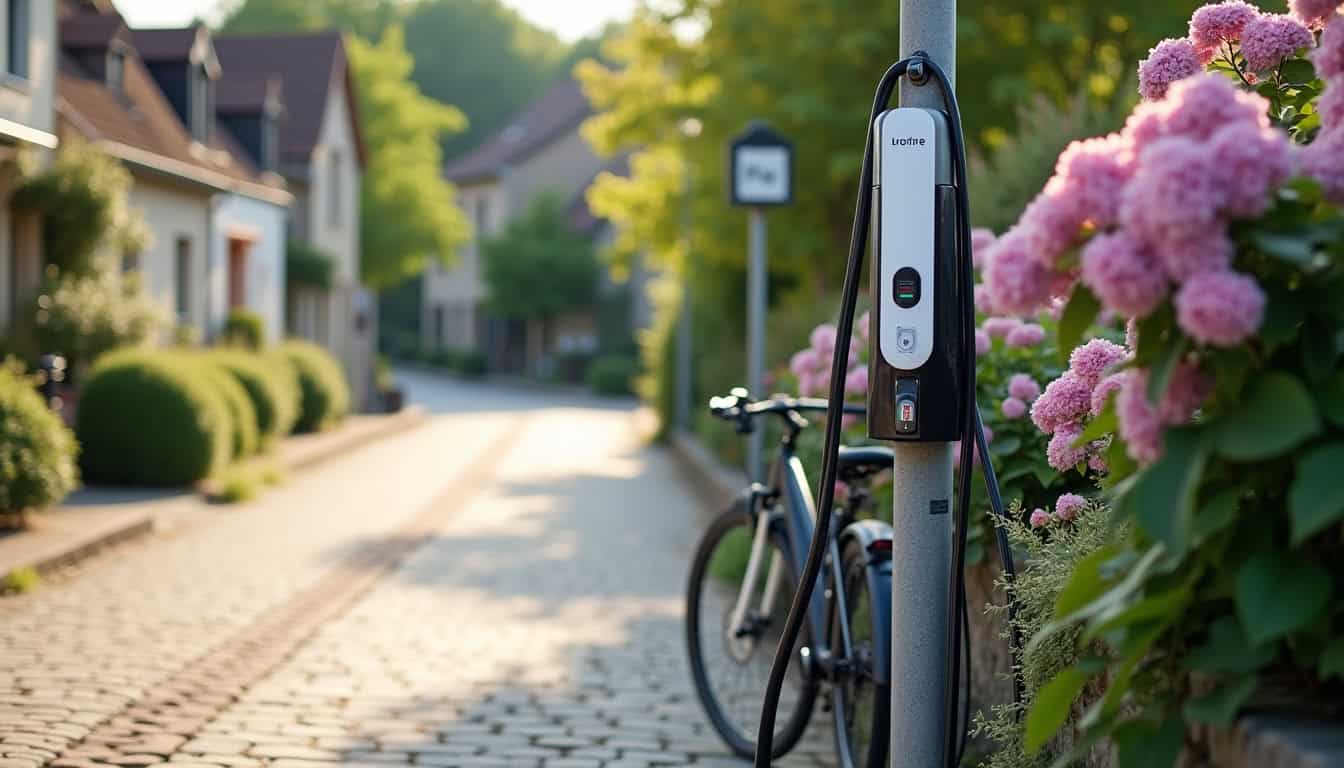 Point de recharge électrique public situé rue de la Rolandière à Faverges-de-la-tour
