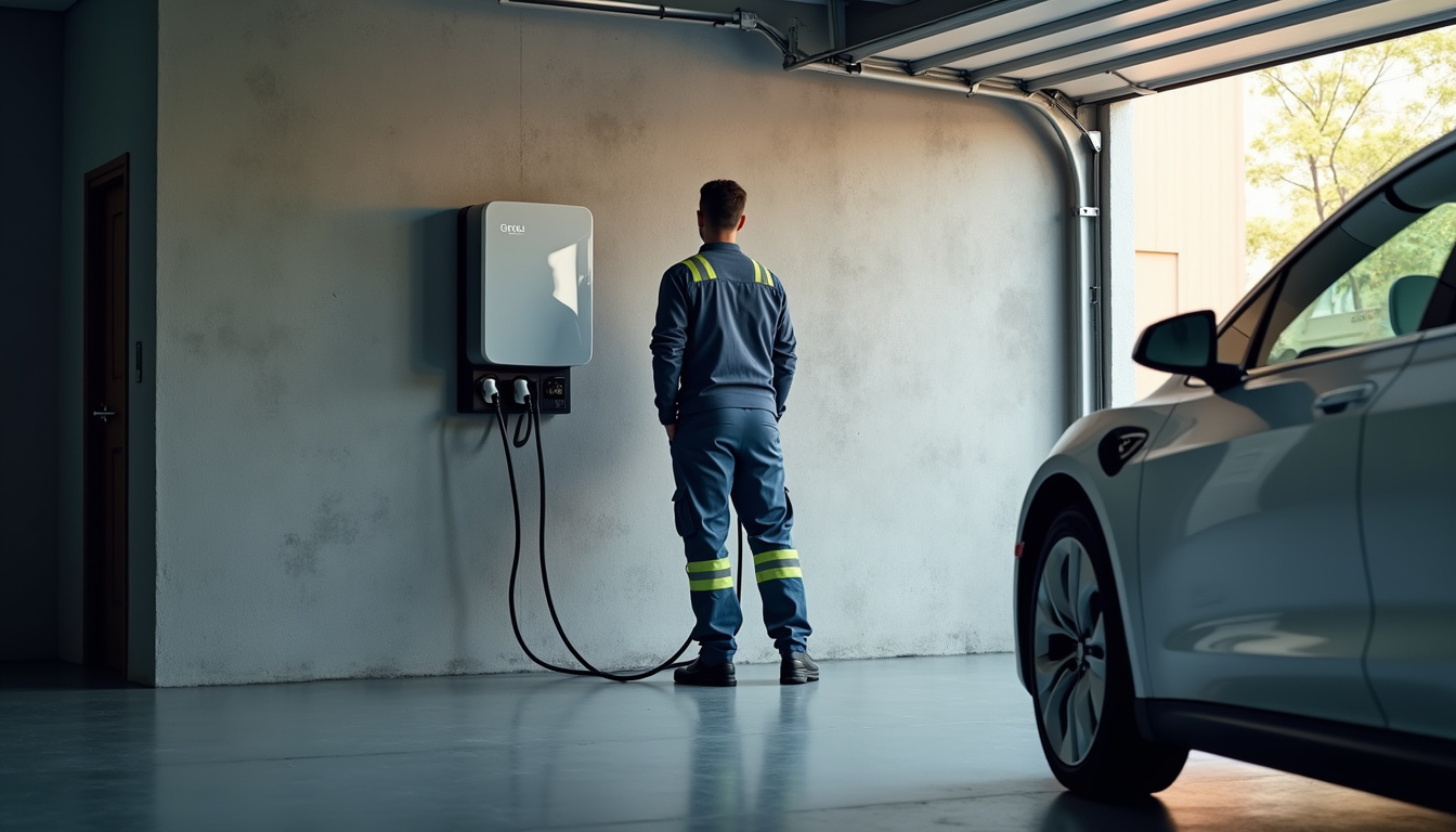 Pose d'une borne de recharge électrique dans un garage à Haute-Rivoire