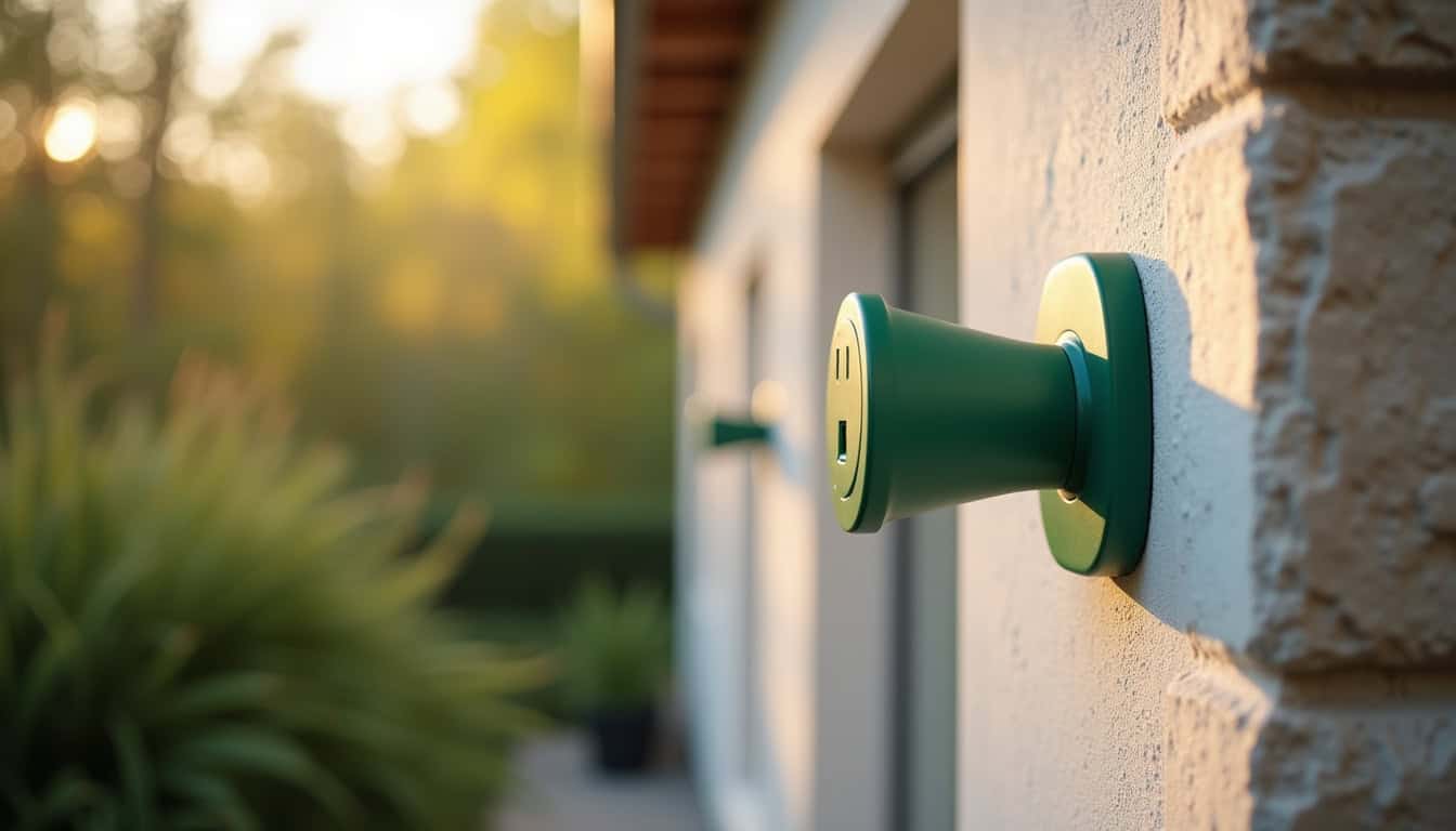 Prise renforcée type Green Up installée à l'extérieur d'une maison à Châtellerault