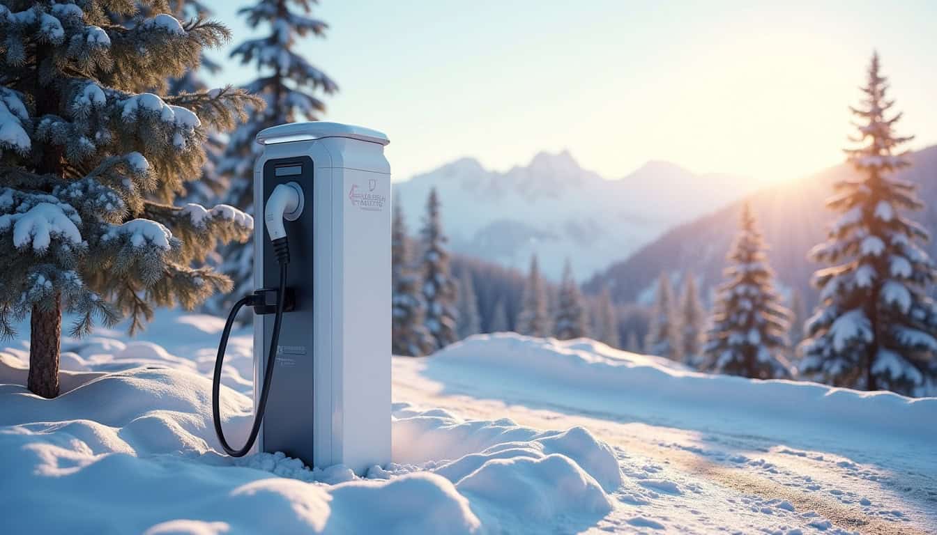 Représentation d'une borne de recharge électrique publique à Les Arcs