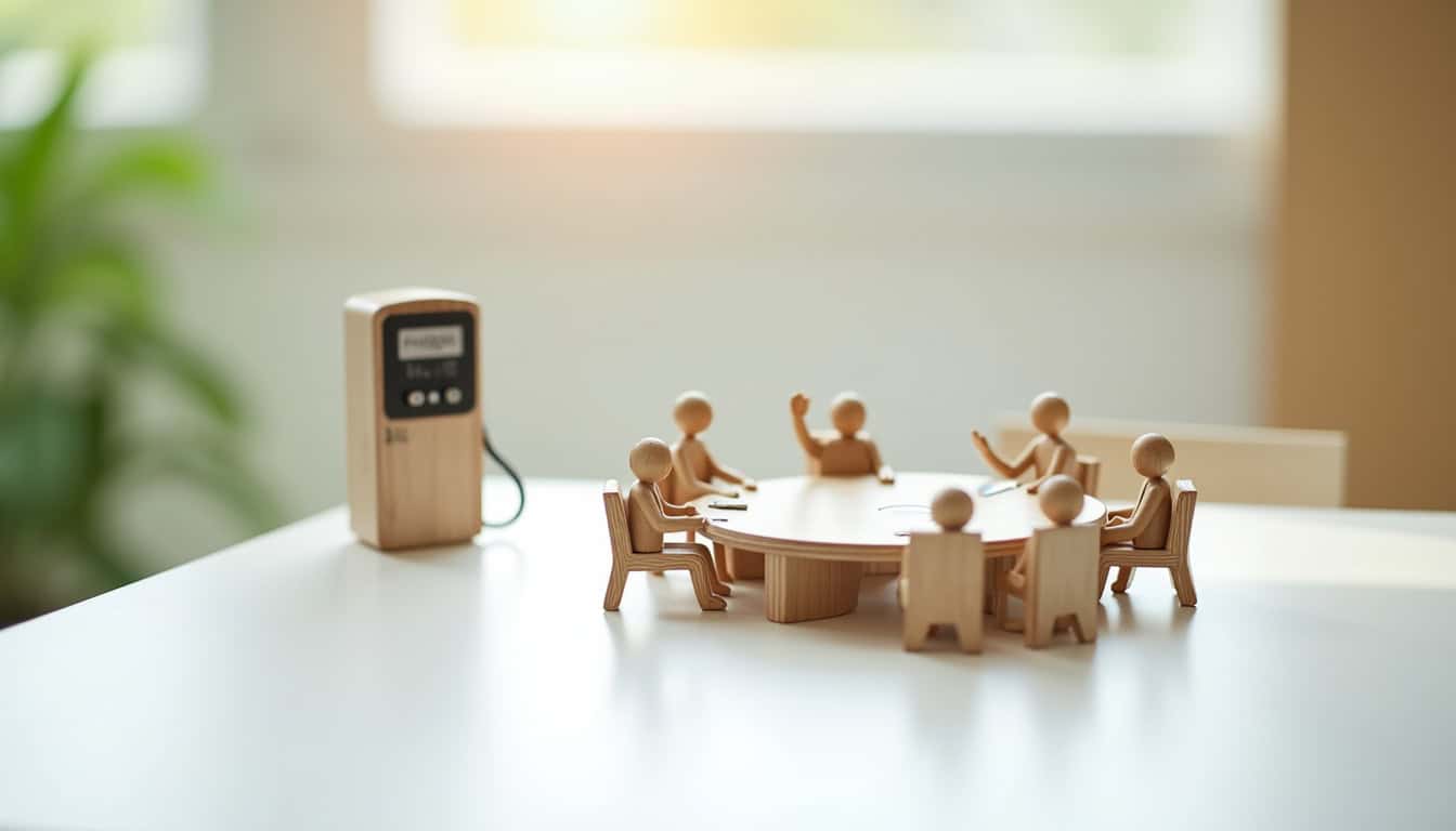 Réunion d'assemblée générale dans une copropriété à Alex pour voter l'installation de bornes de recharge