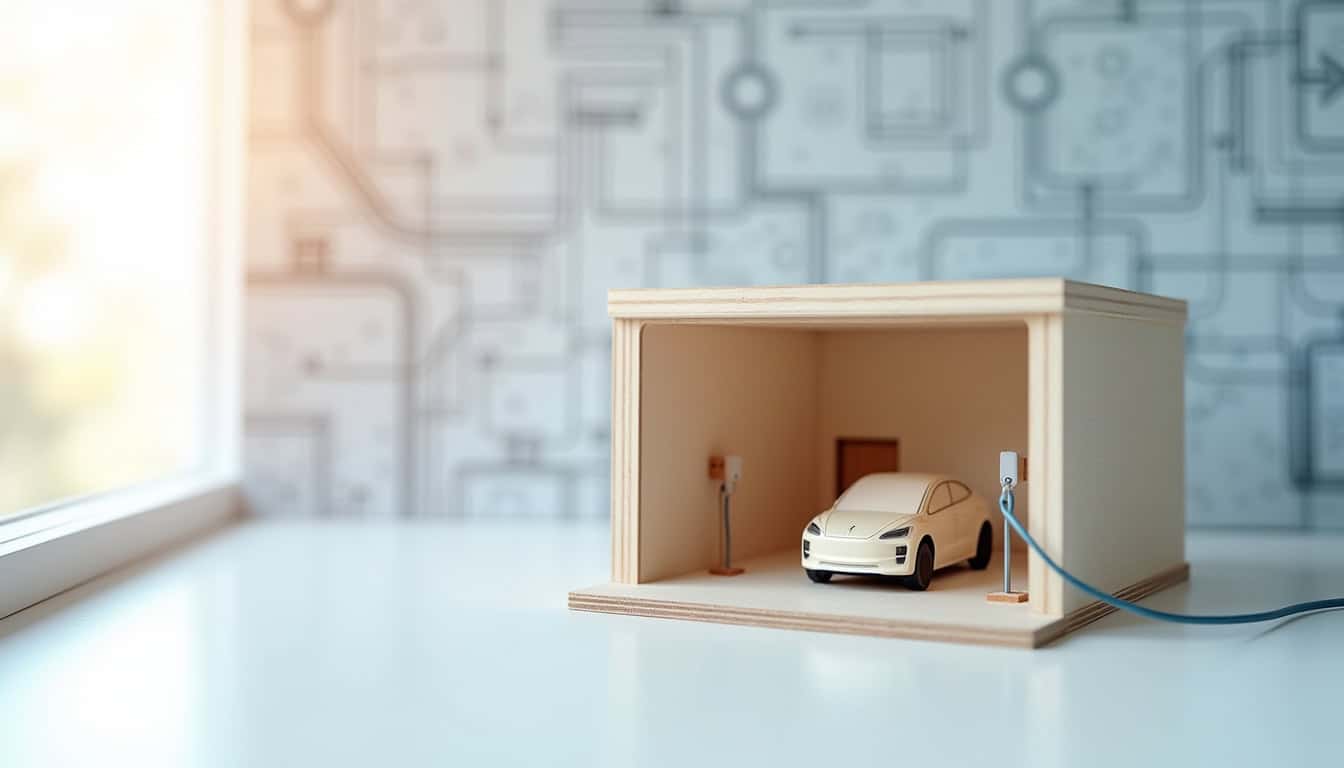 Schéma de fonctionnement d'une borne de recharge rapide installée dans un garage à Rougé