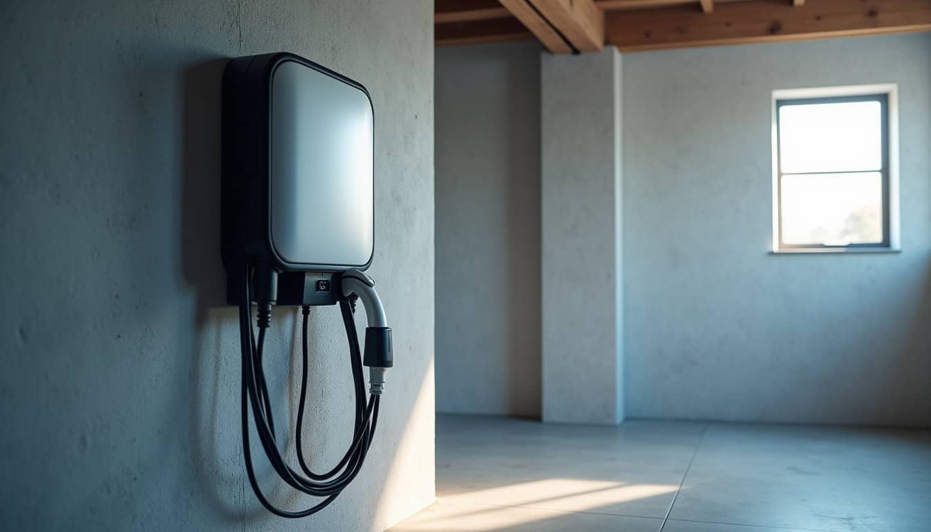 Schéma d'installation d'une borne de recharge dans un garage à Renaison