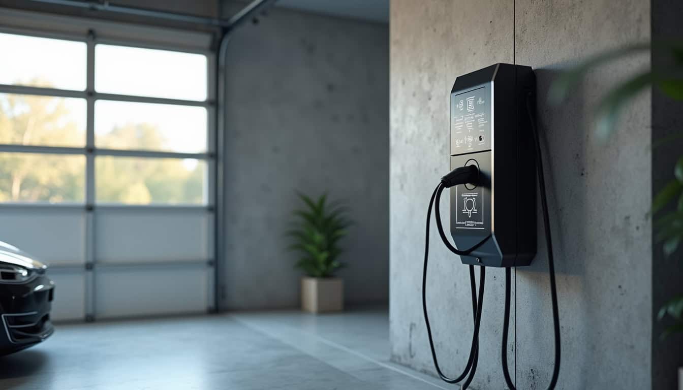 Schéma d'installation d'une borne de recharge électrique dans un garage