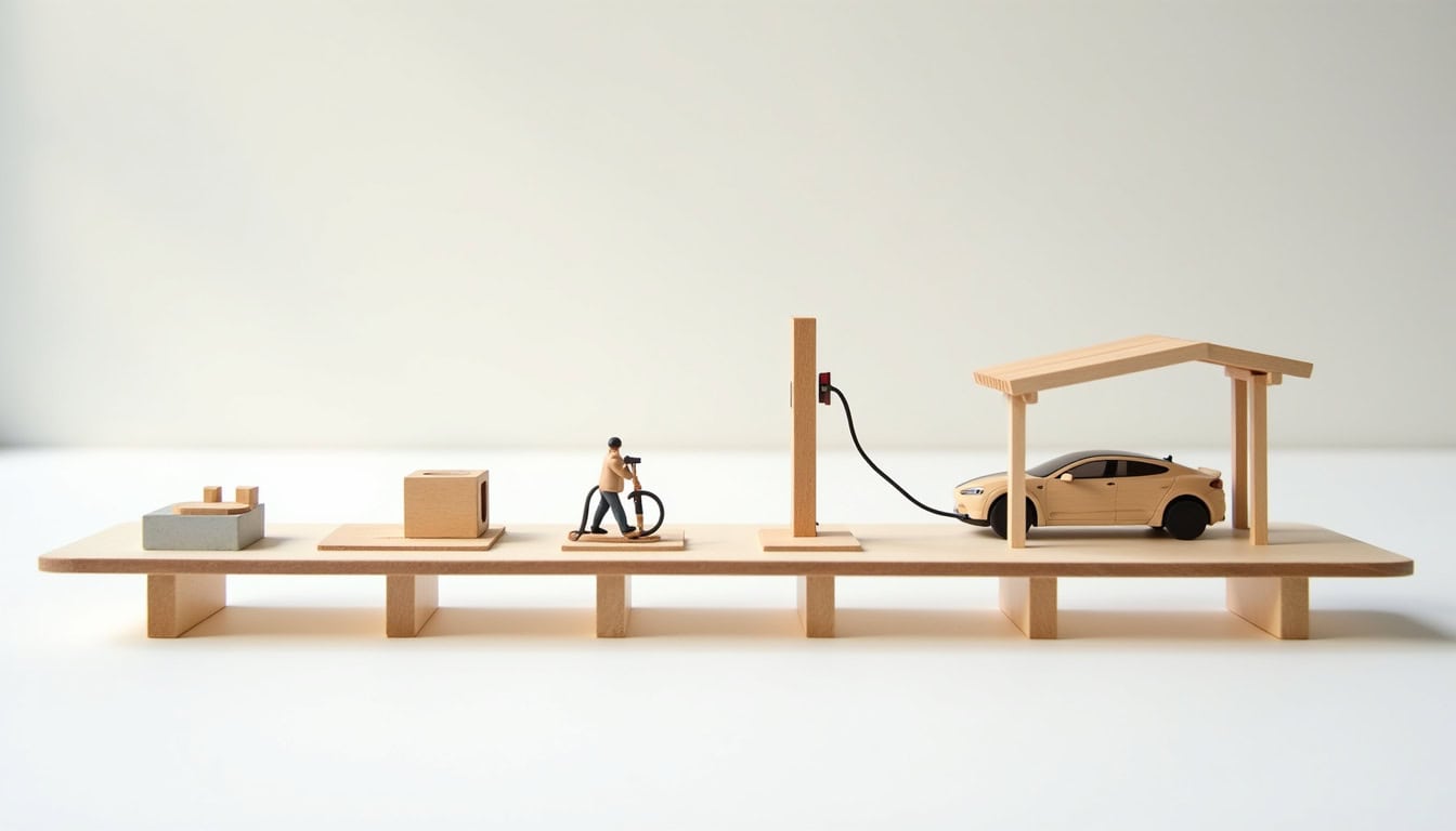 Schéma illustré des étapes d'installation d'une borne de recharge électrique
