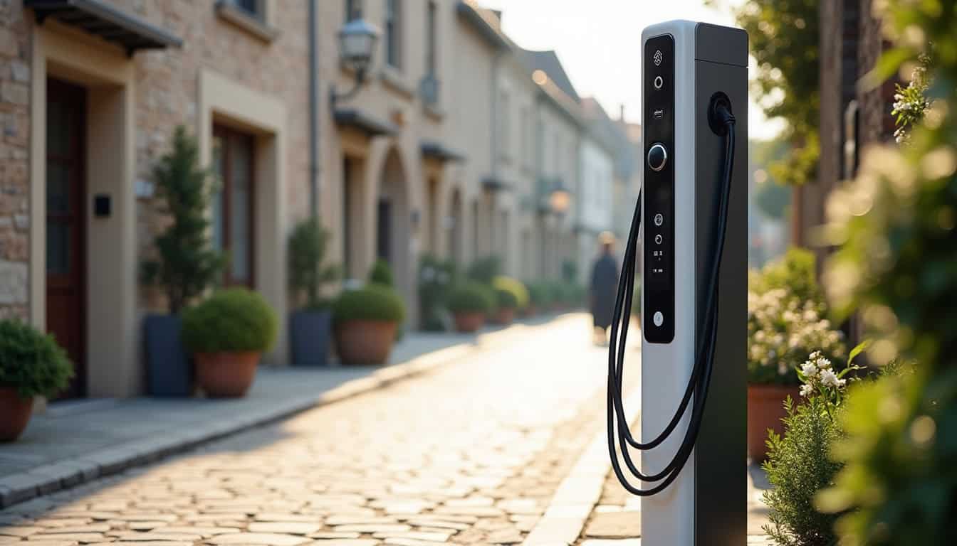 Station de recharge e-charge50 située Place Notre-Dame à Juvigny les Vallées