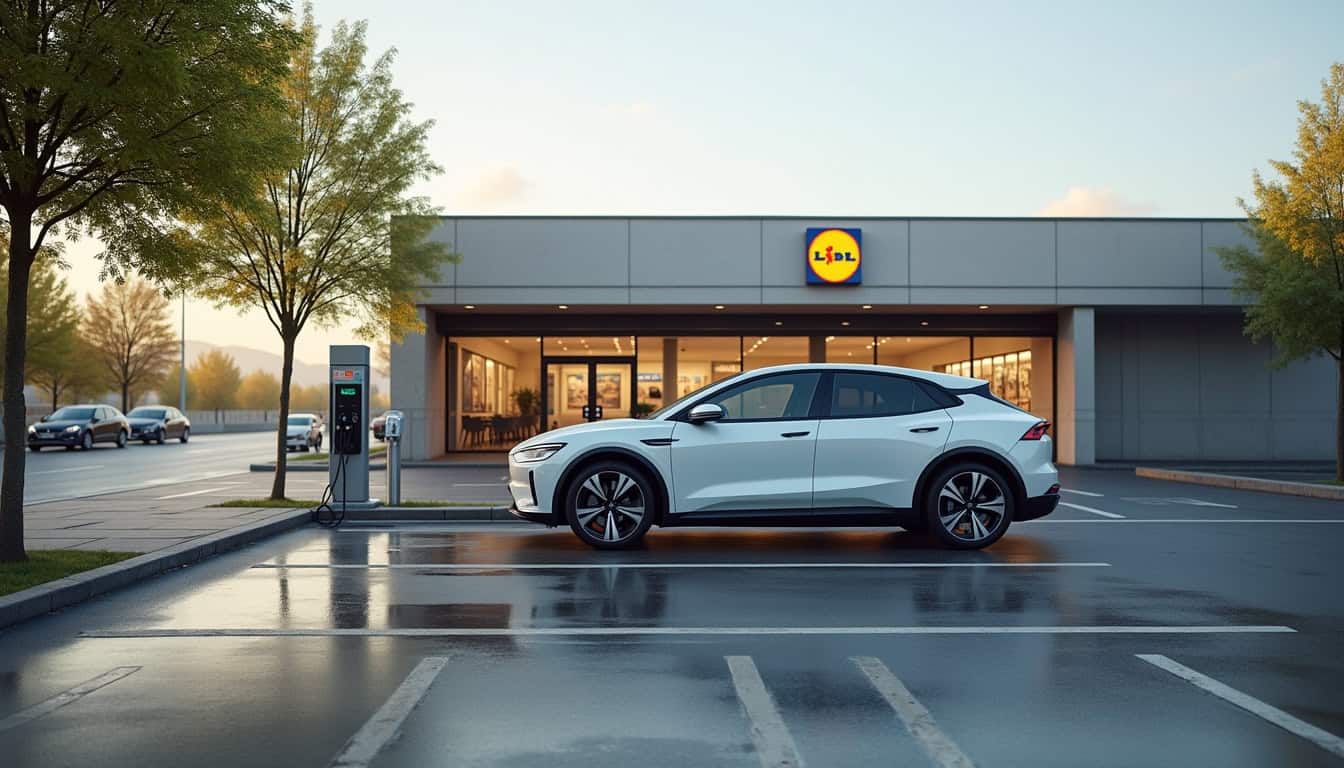 Station de recharge électrique Lidl située à Pont-à-Marcq, Avenue du Général de Gaulle