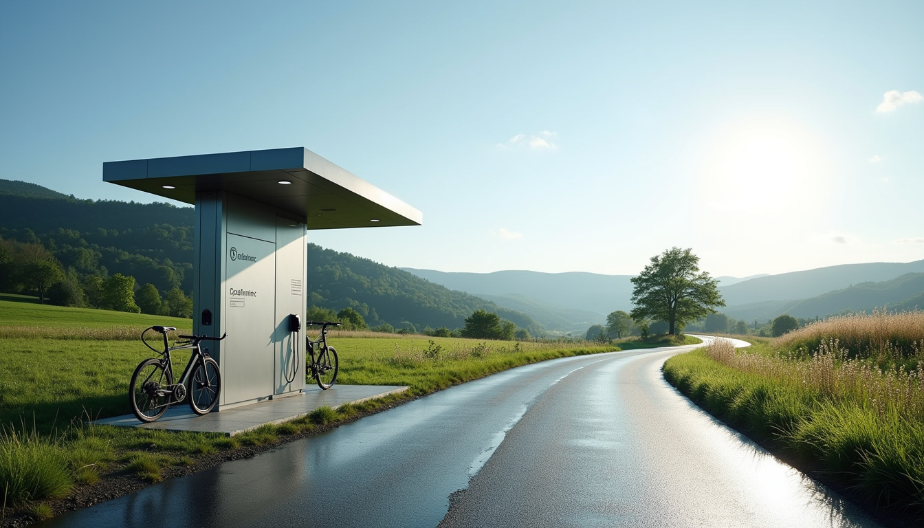 Station de recharge électrique publique à Polminhac située sur l’avenue des Monts d’Auvergne