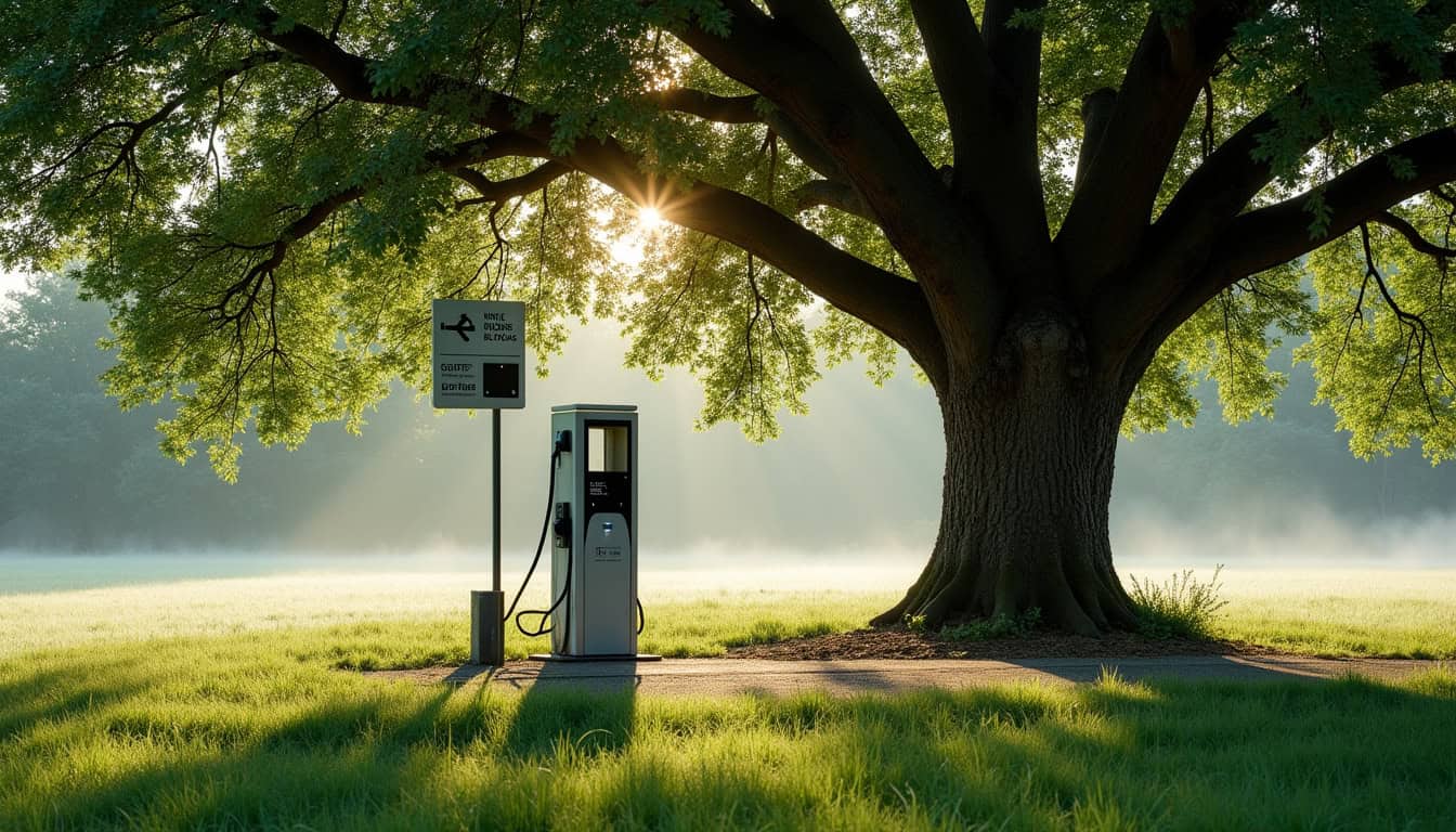 Station de recharge électrique publique située au Grand Chêne de Sillans, route de Barjols