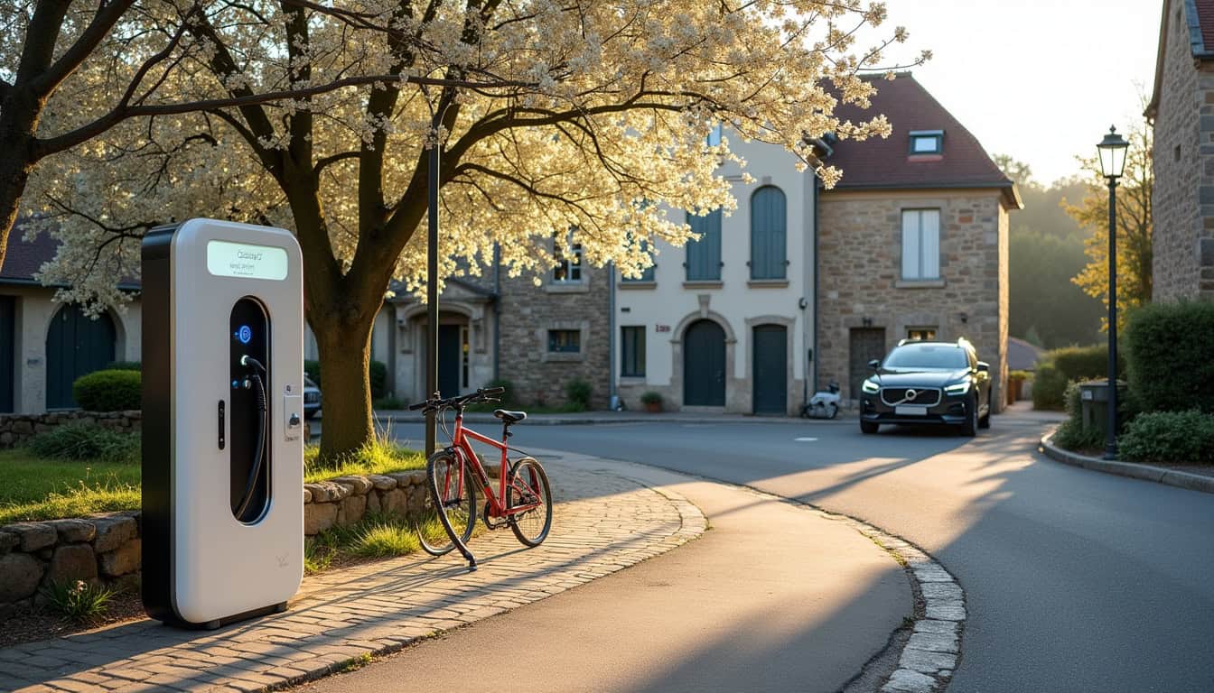 Station de recharge électrique publique située sur la place Collaverdey à Charmont-sous-Barbuise