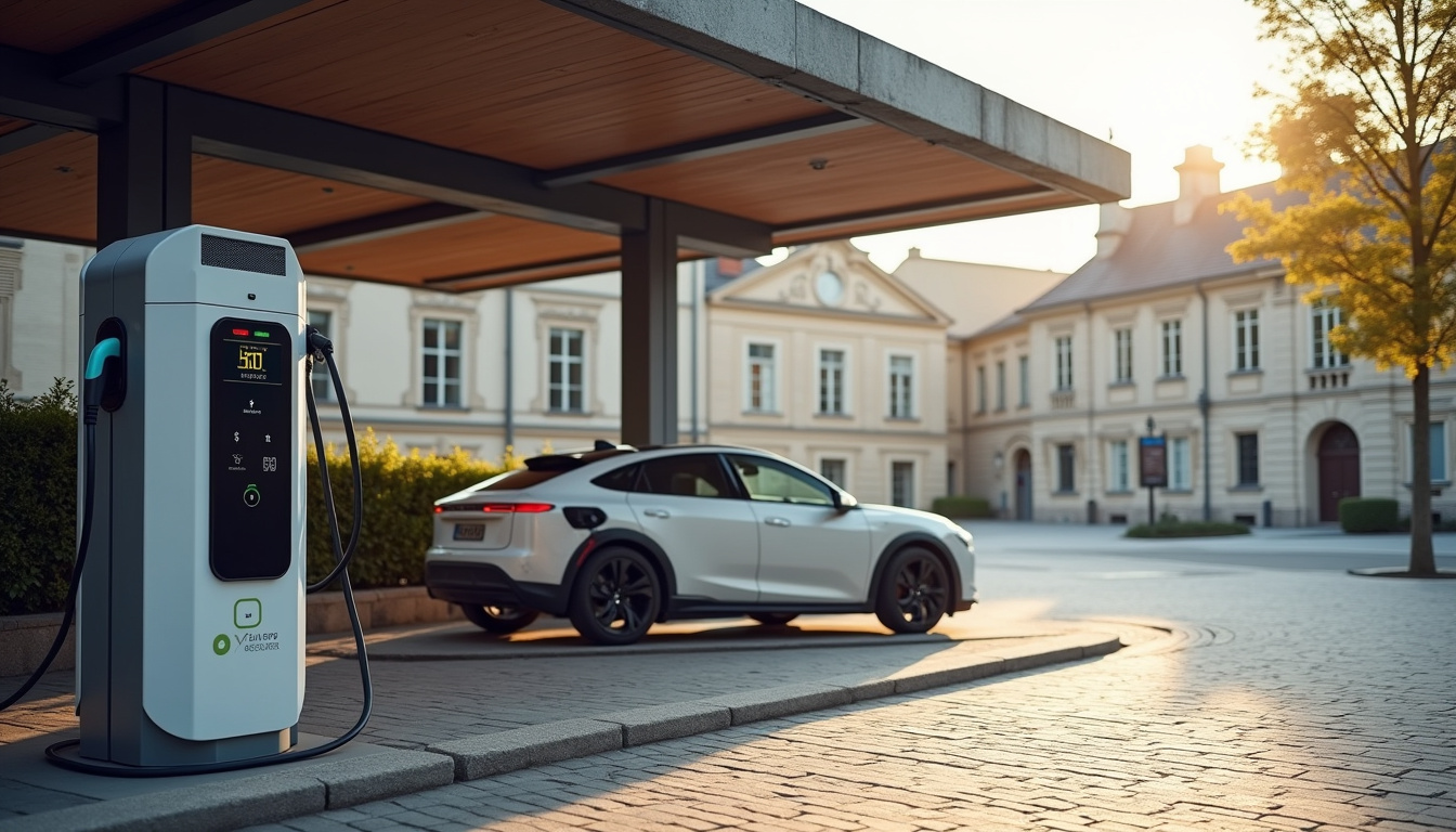Station de recharge électrique située sur la Place du Général Leclerc à Bellême