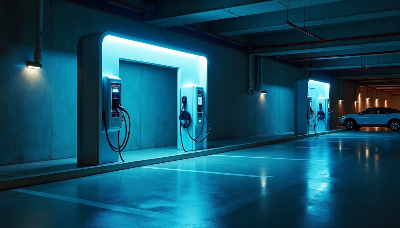 Station de recharge électrique ultra-rapide dans un parking souterrain à Paris, près de Magenta