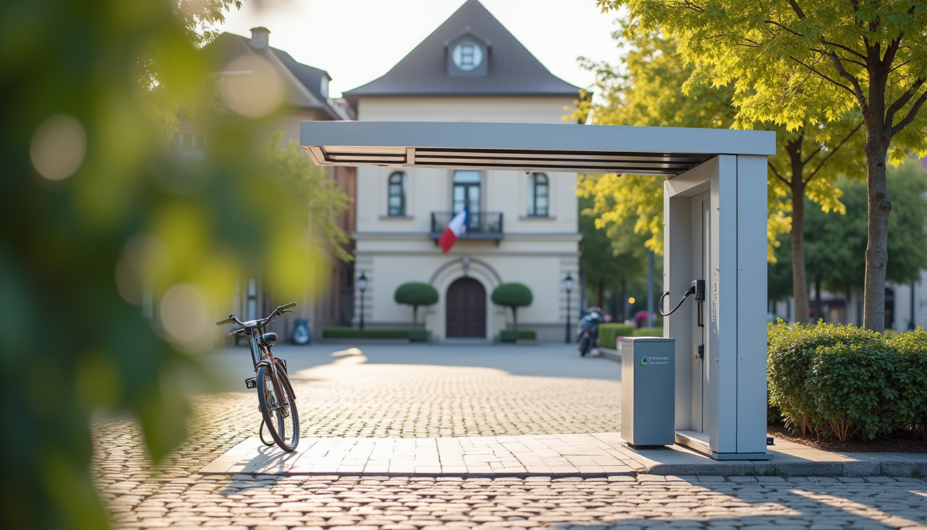 Station de recharge Freshmile située sur la place de la mairie à Ungersheim