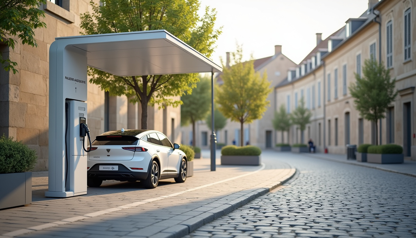 Station de recharge Modulo sur la place Auguste Fournier à La Guerche-sur-l'Aubois