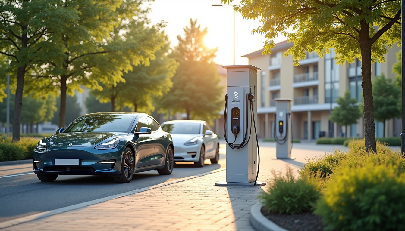 Station de recharge publique à Gagnac-sur-Garonne avec véhicules électriques en cours de charge