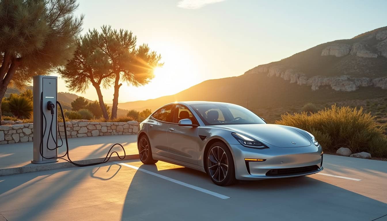 Station de recharge publique à Propriano avec véhicule en charge
