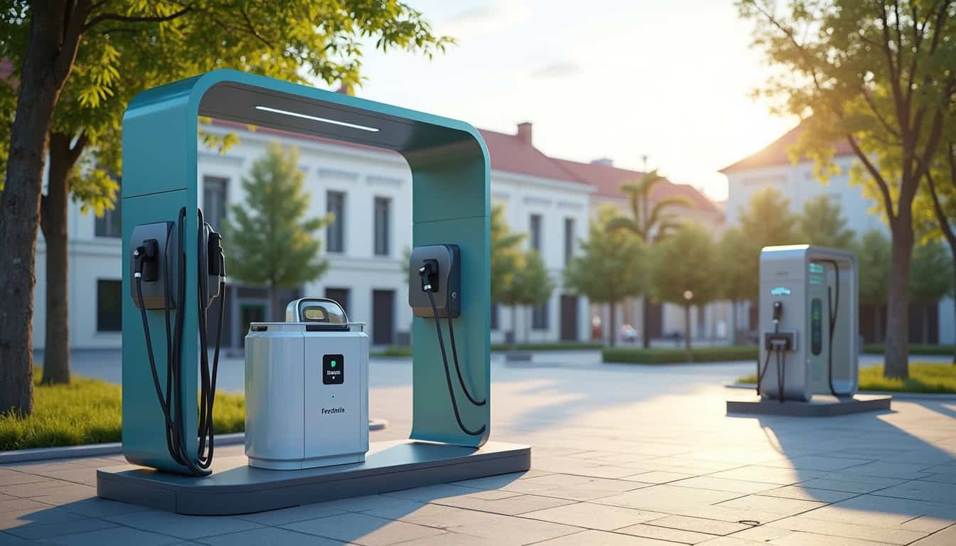 Station de recharge publique Freshmile située sur la Place Roger Salengro à Mazingarbe