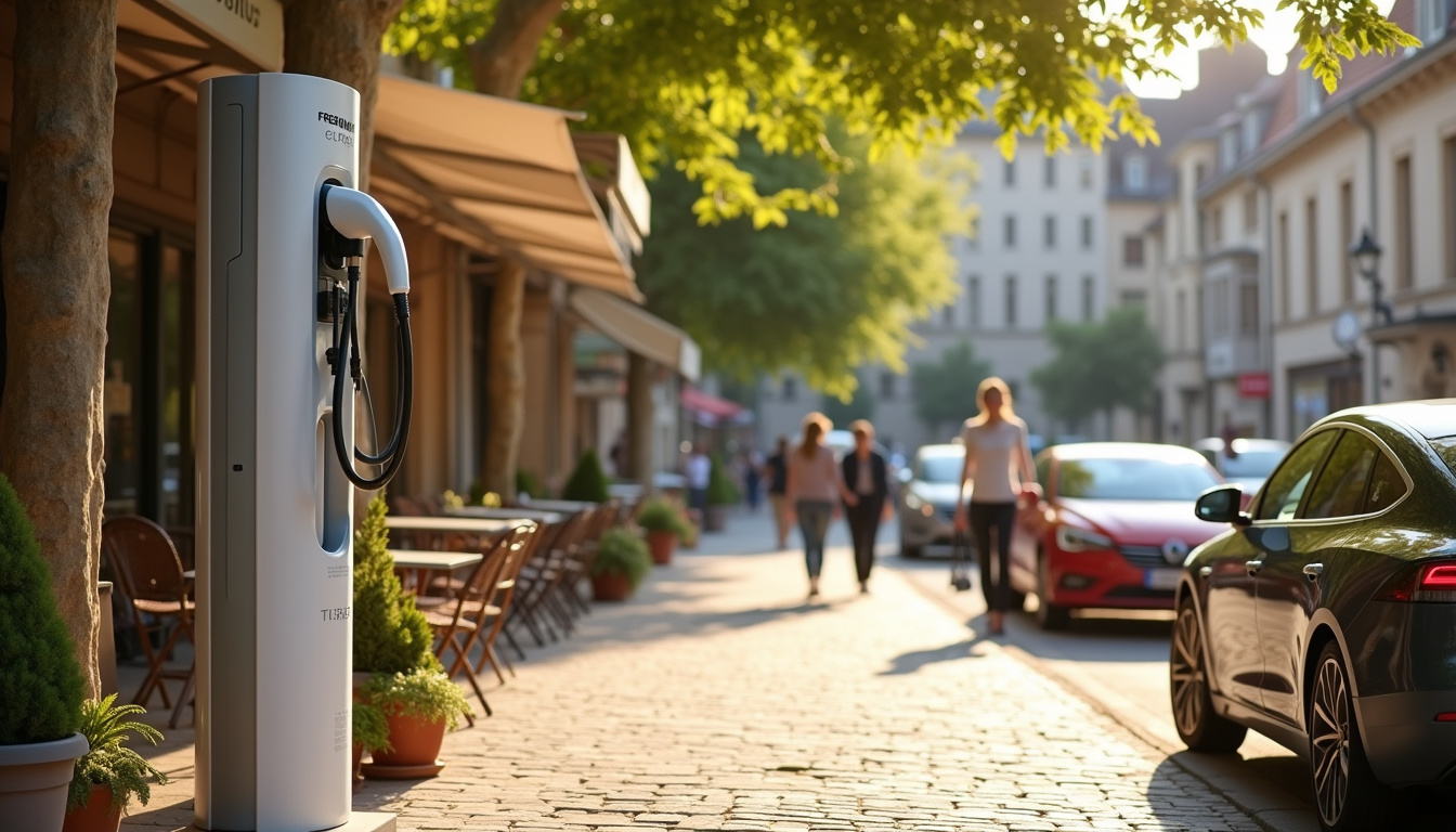 Station de recharge publique Freshmile située sur une terrasse à Sarrebourg