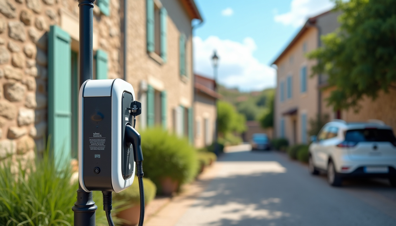 Station de recharge publique installée en bord de rue à Vallabrègues