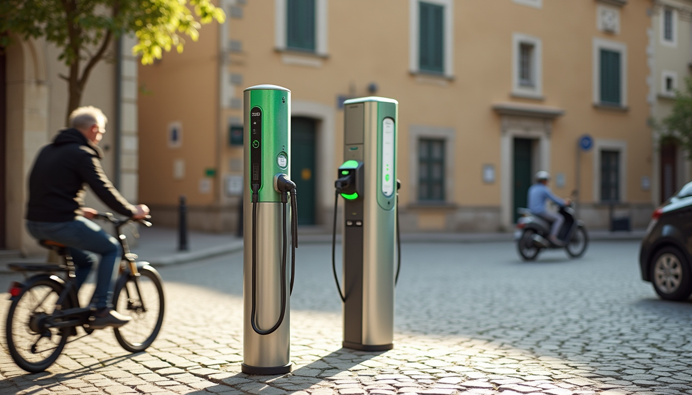 Station de recharge publique installée en centre-ville de Tresses