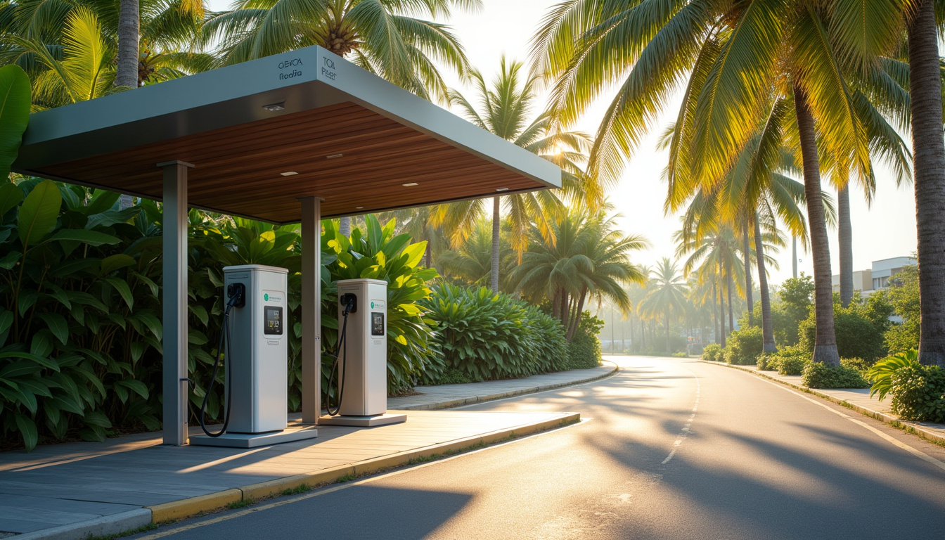 Station de recharge publique pour véhicules électriques en Guadeloupe
