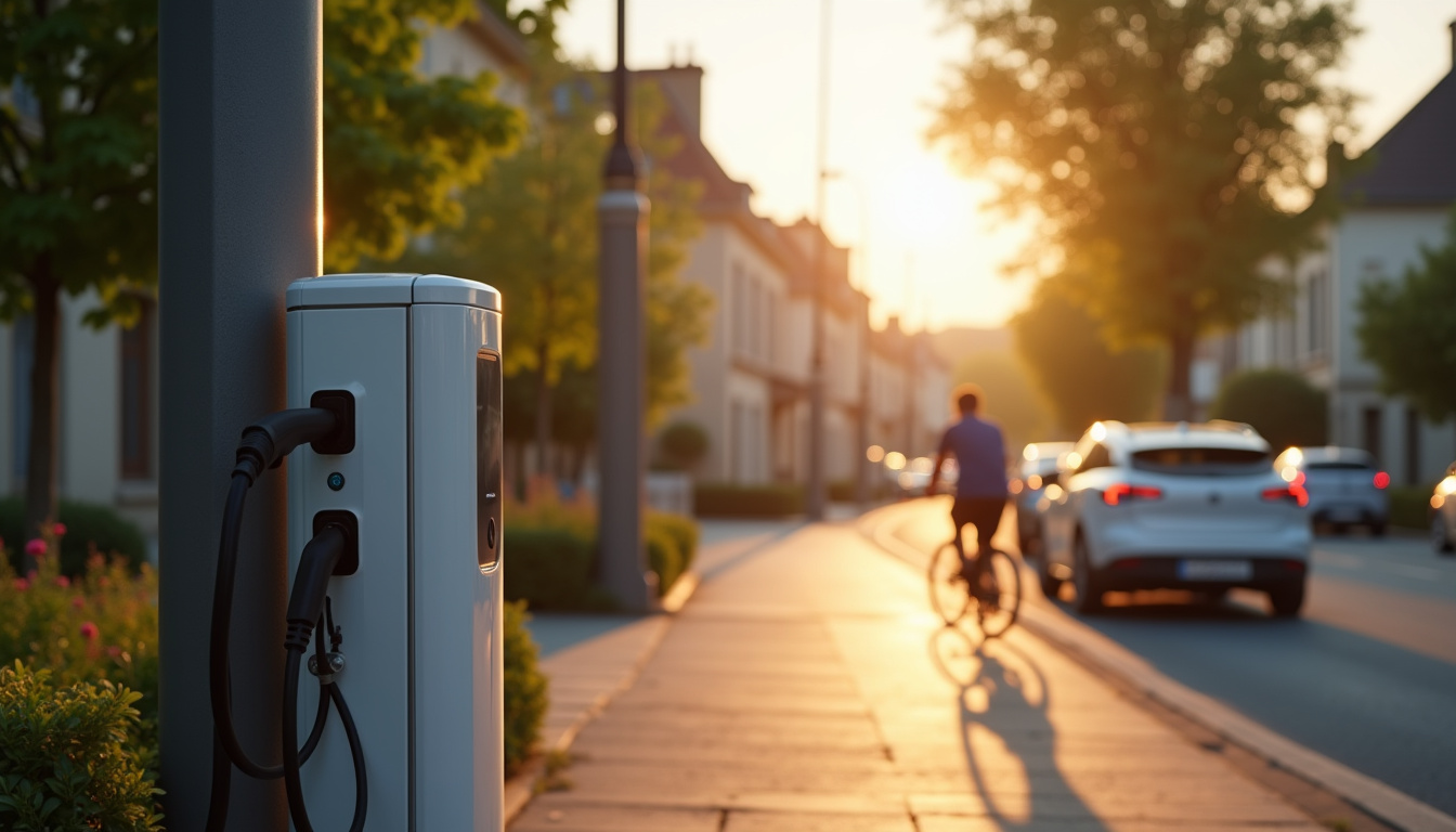 Station de recharge publique située dans une rue de Ronchin