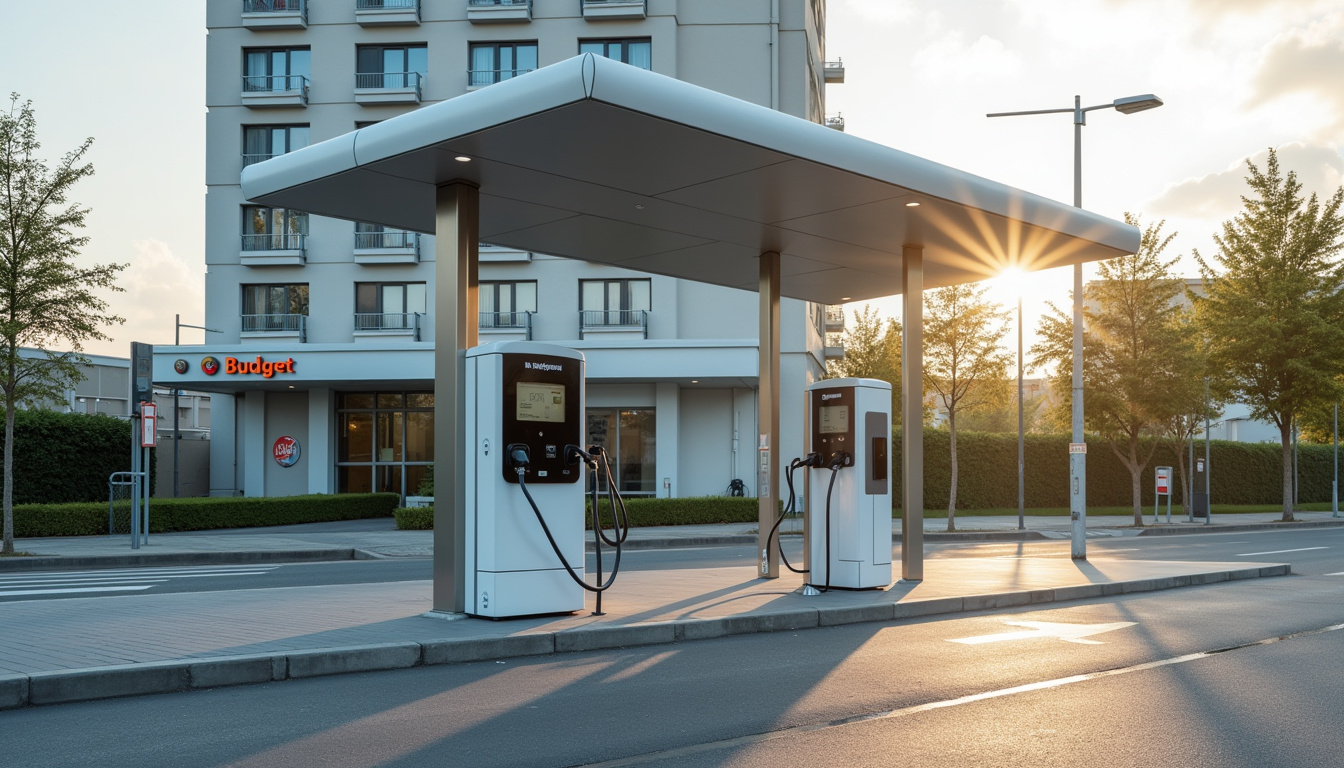 Station de recharge publique située près de l'Ibis Budget à Meung-sur-Loire